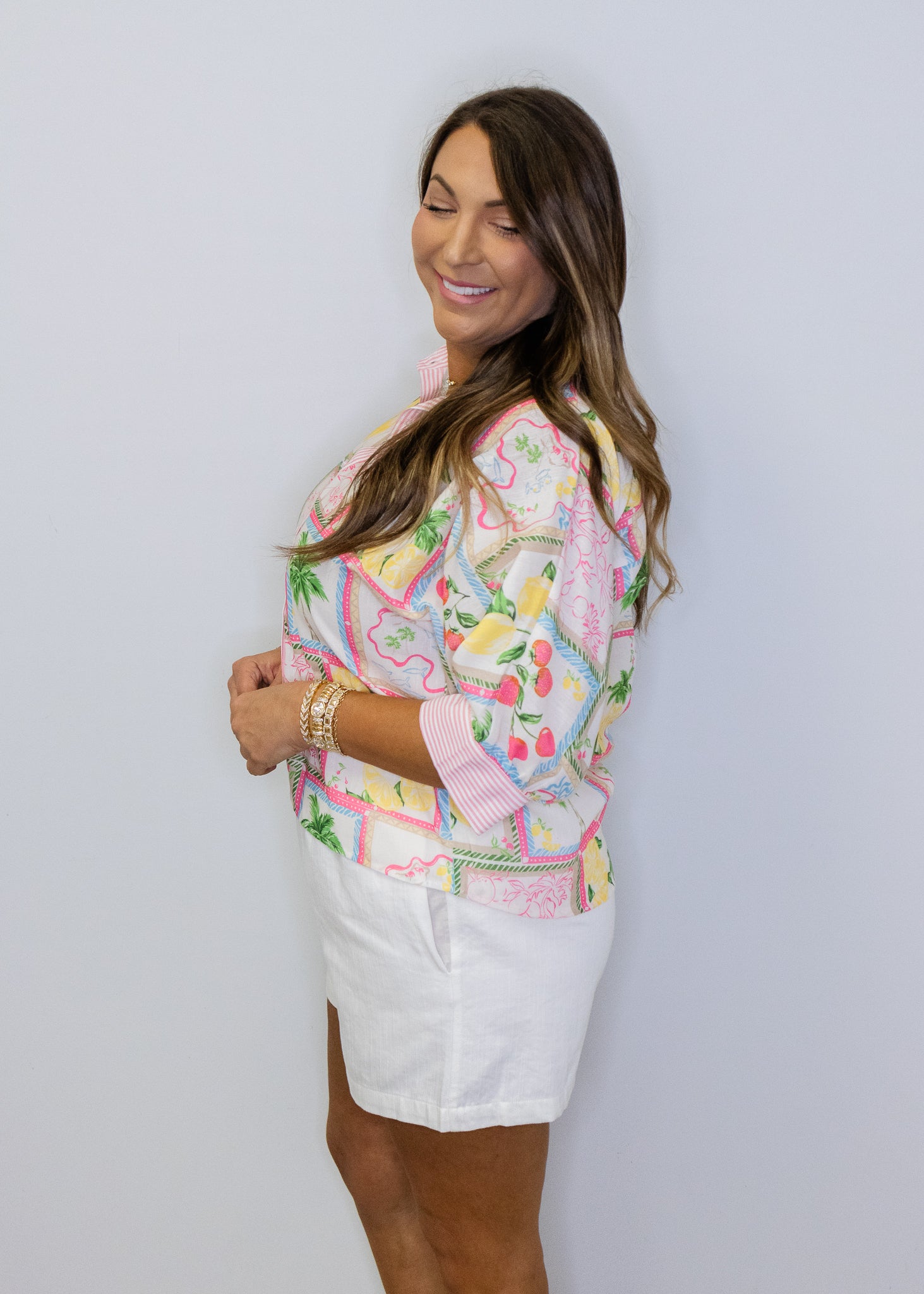 Multi Fruit Button Down Top