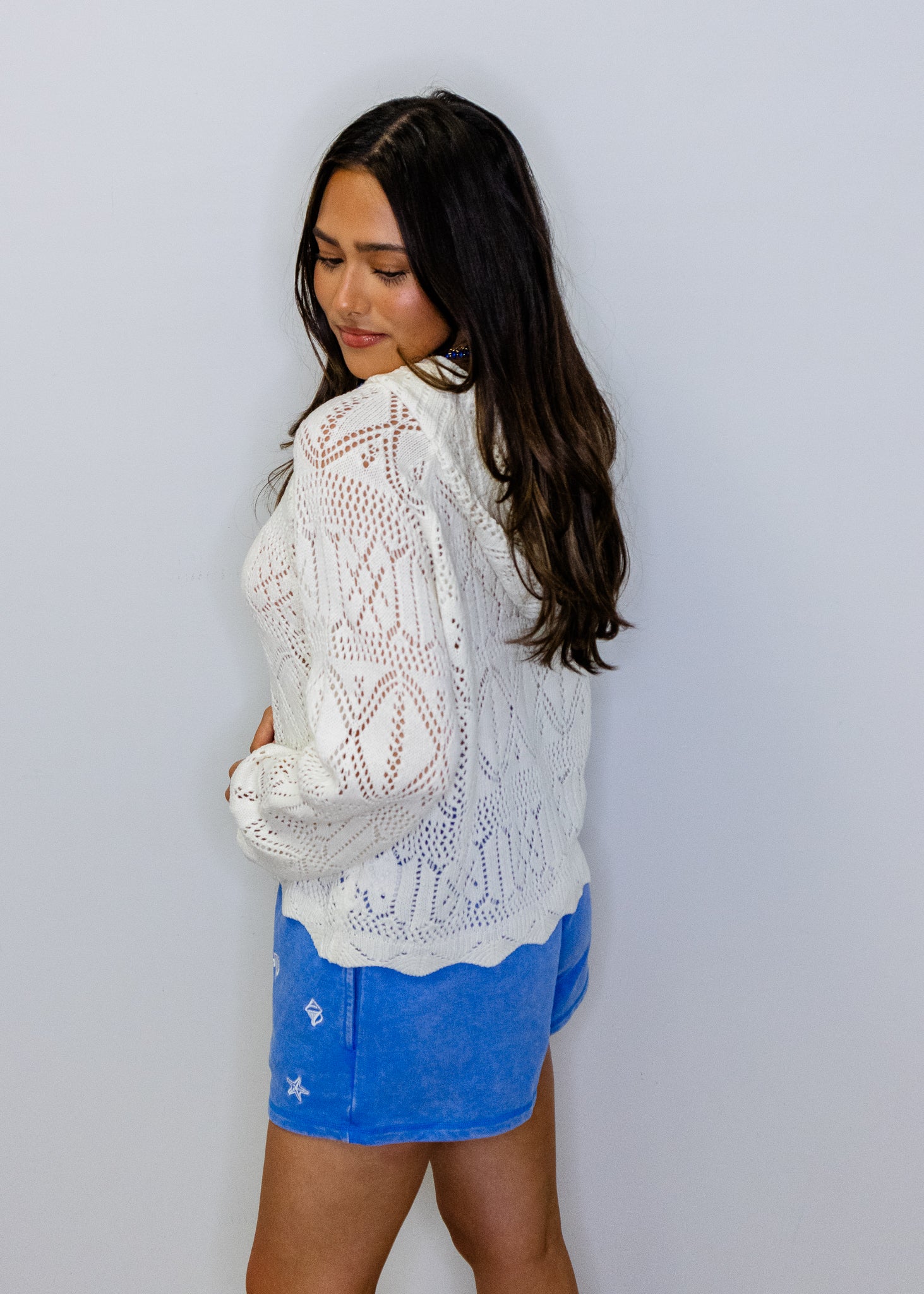 White Knit Hooded Sweater