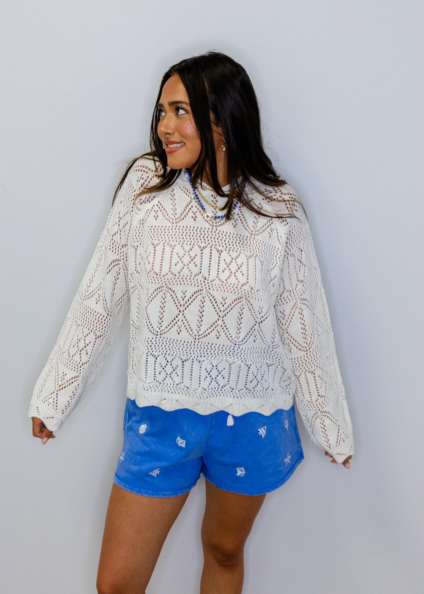 White Knit Hooded Sweater