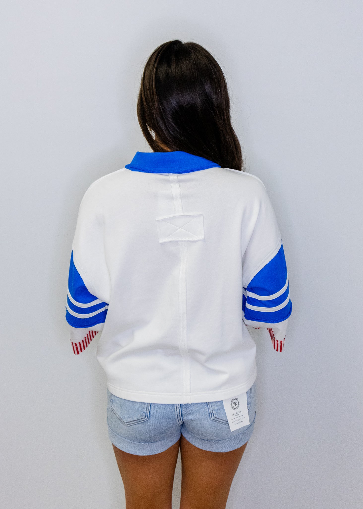 Red, White, & Blue Color Blocked Polo Shirt
