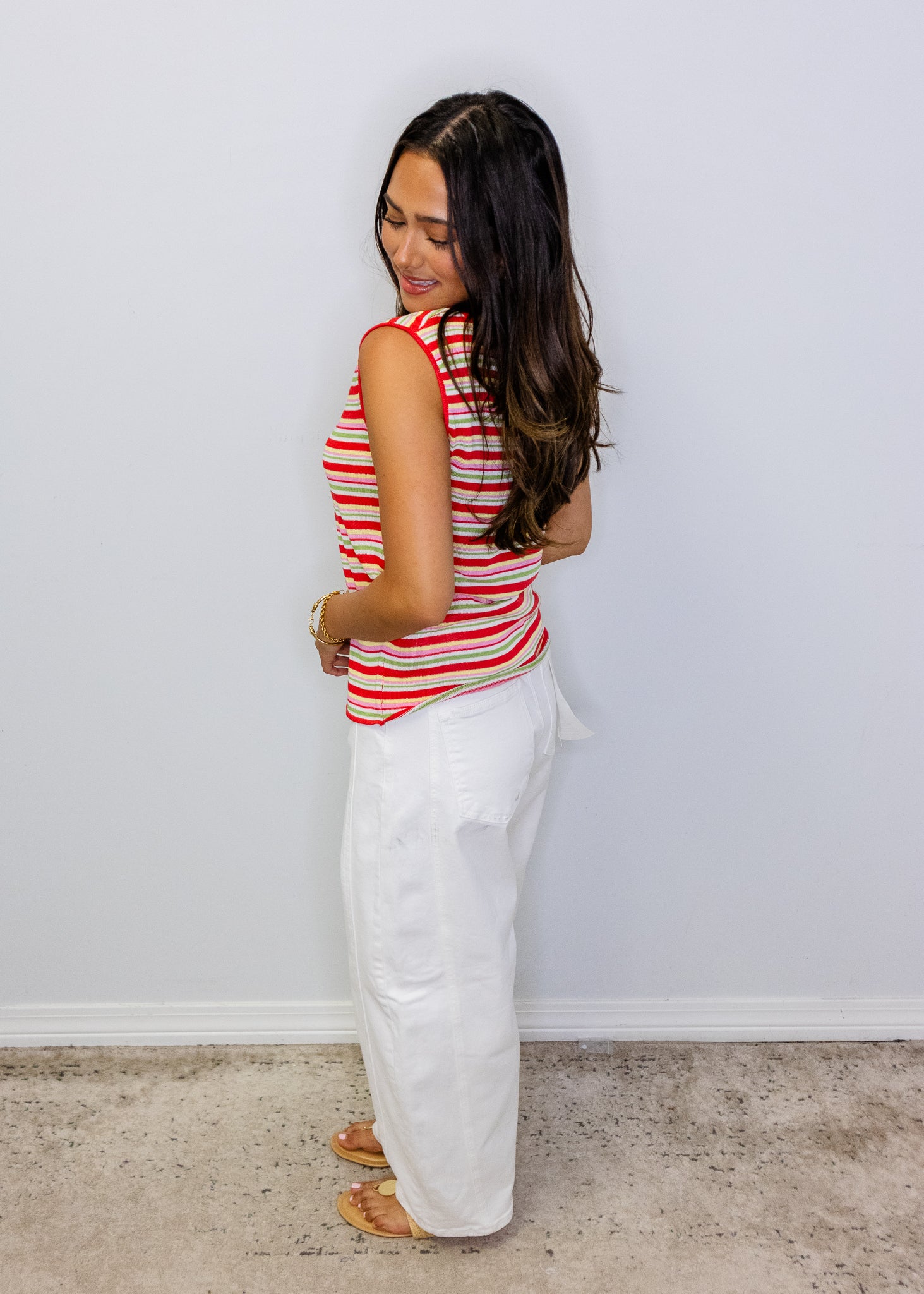 Red Multi Stripe Tank Top