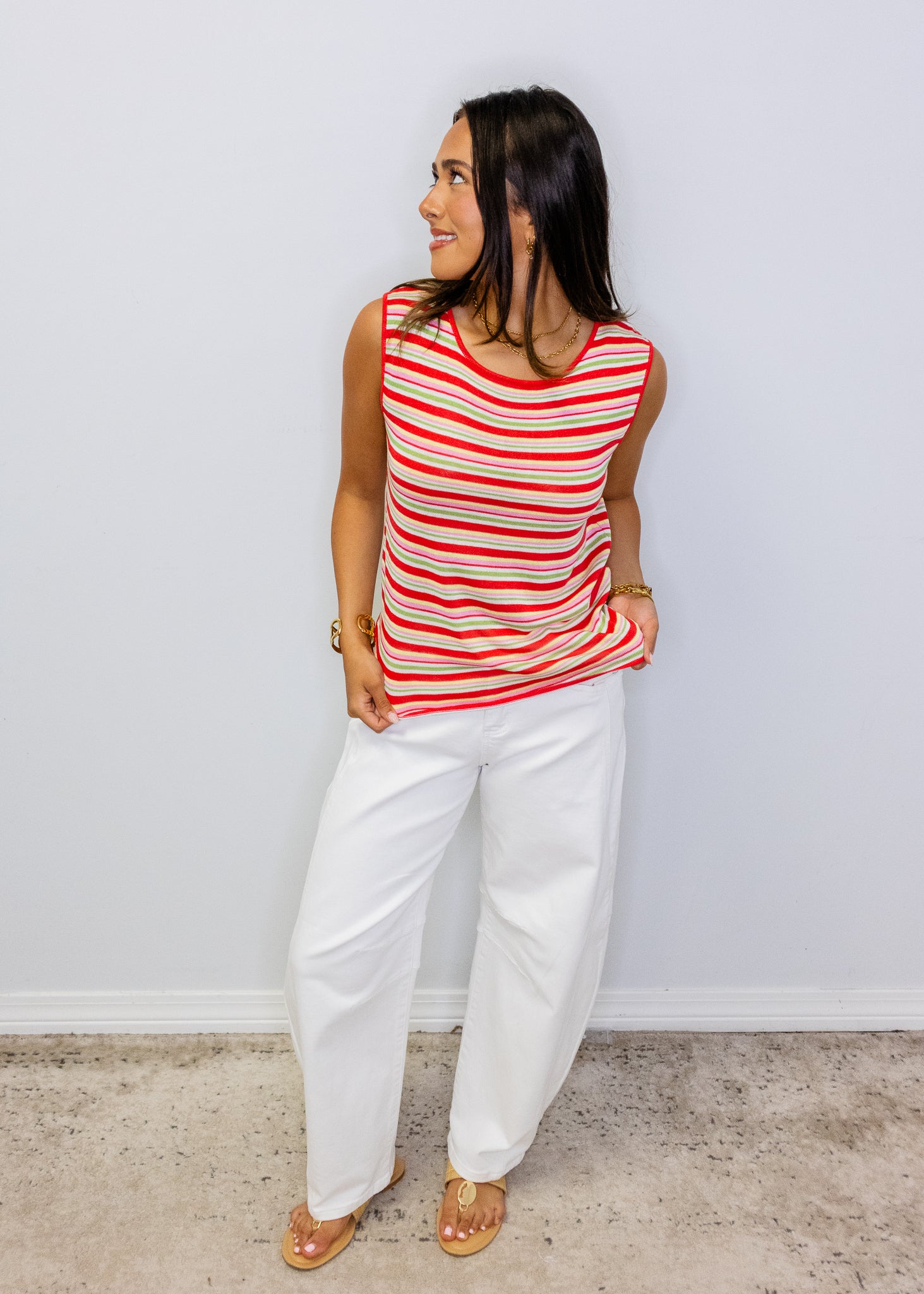 Red Multi Stripe Tank Top