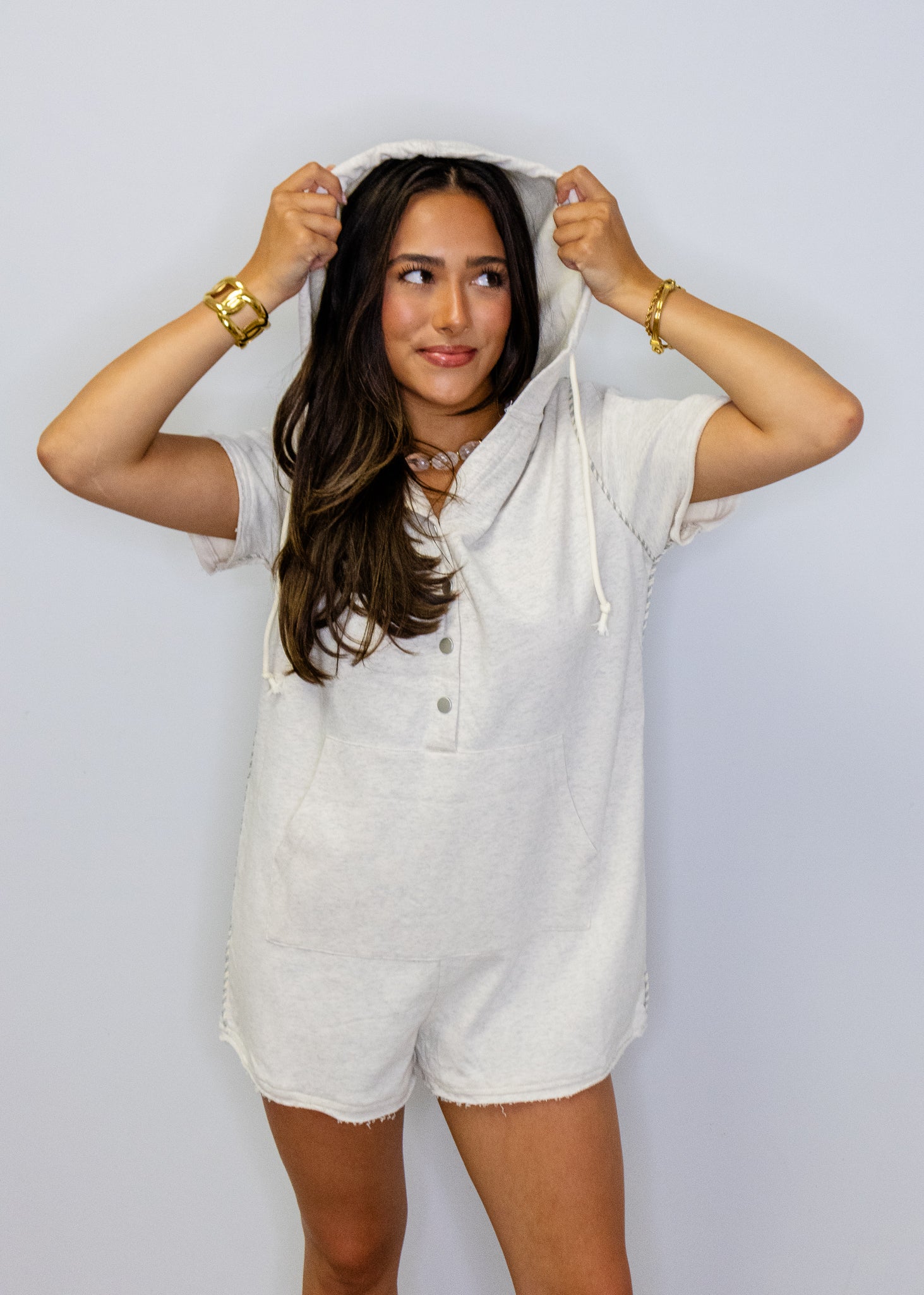 Heather Grey Terry Romper