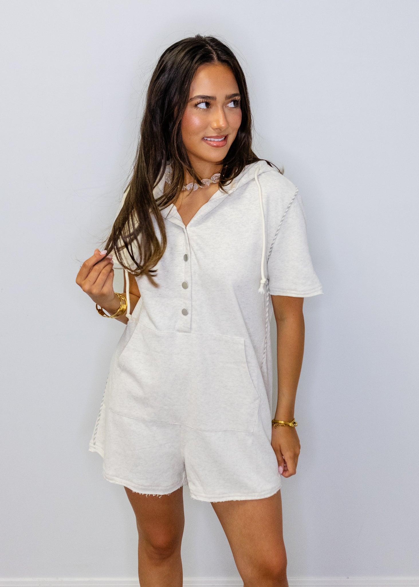 Heather Grey Terry Romper
