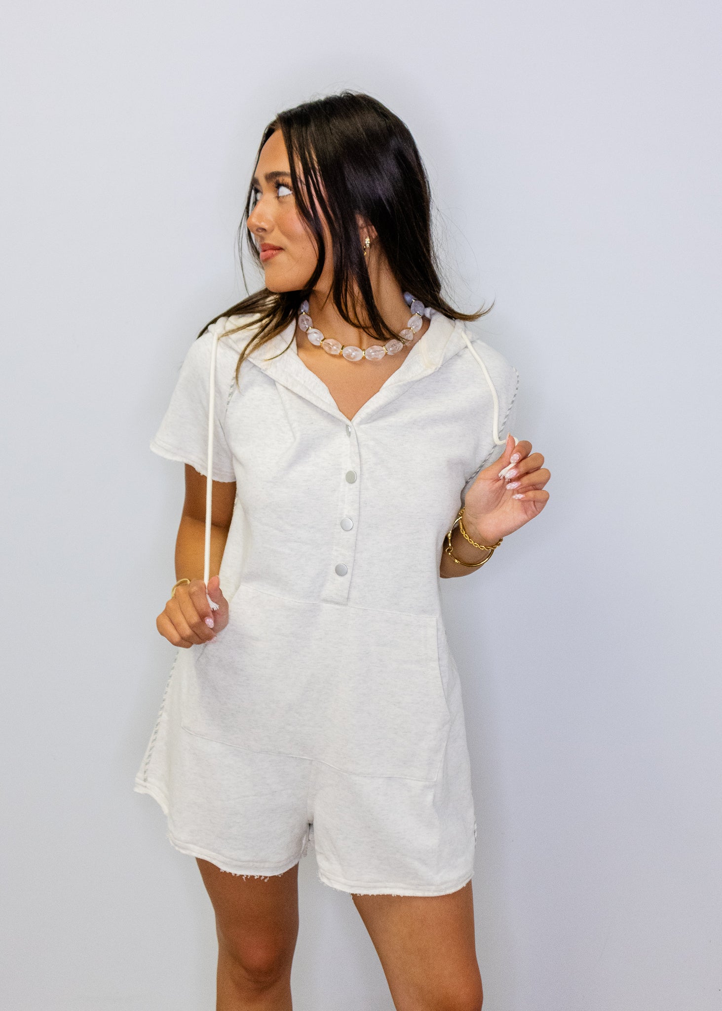 Heather Grey Terry Romper