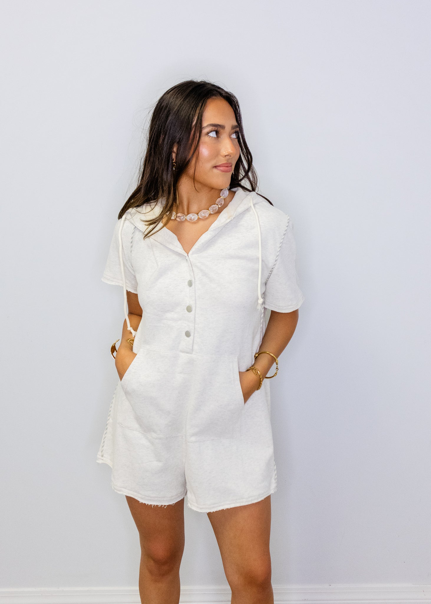 Heather Grey Terry Romper