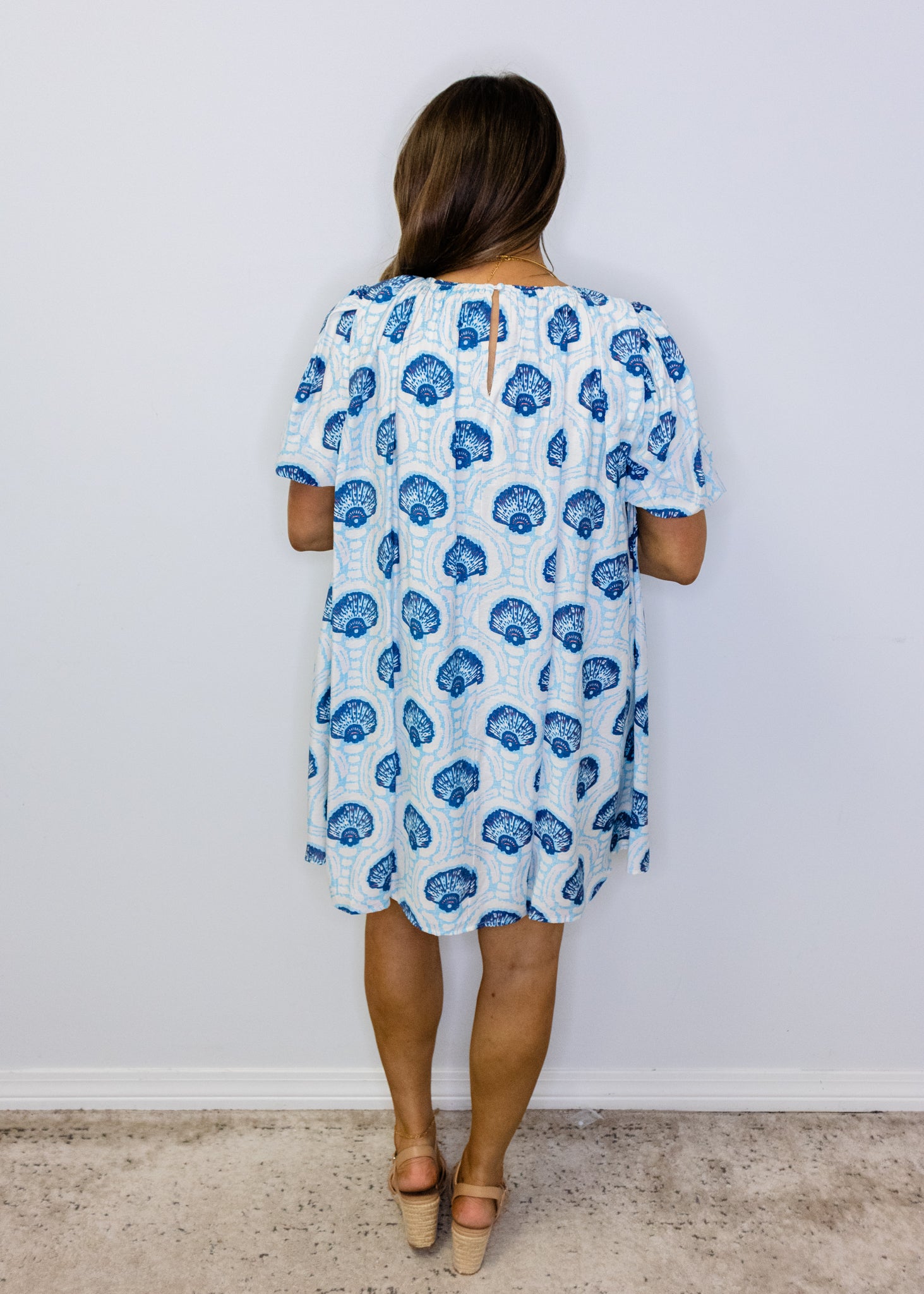 Blue Seashell Printed Dress