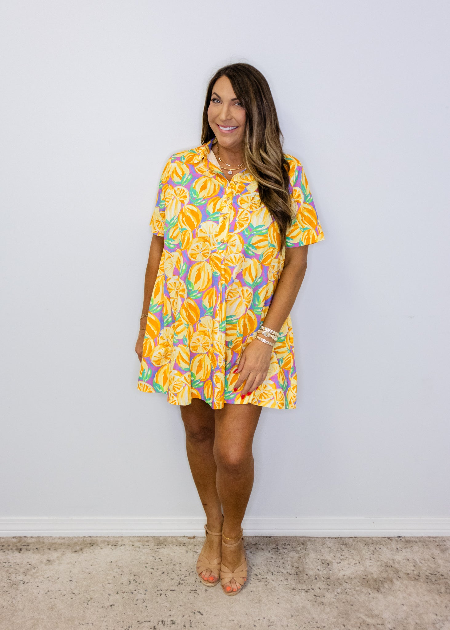 Fruit Print Cotton A-line Dress