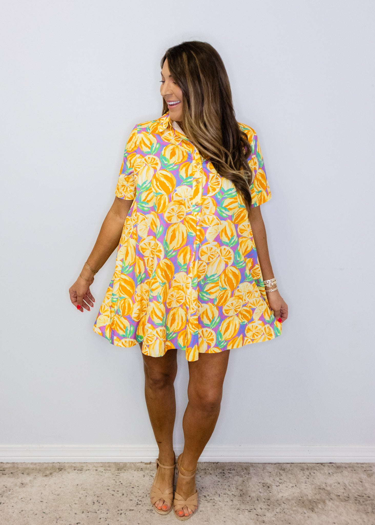 Fruit Print Cotton A-line Dress