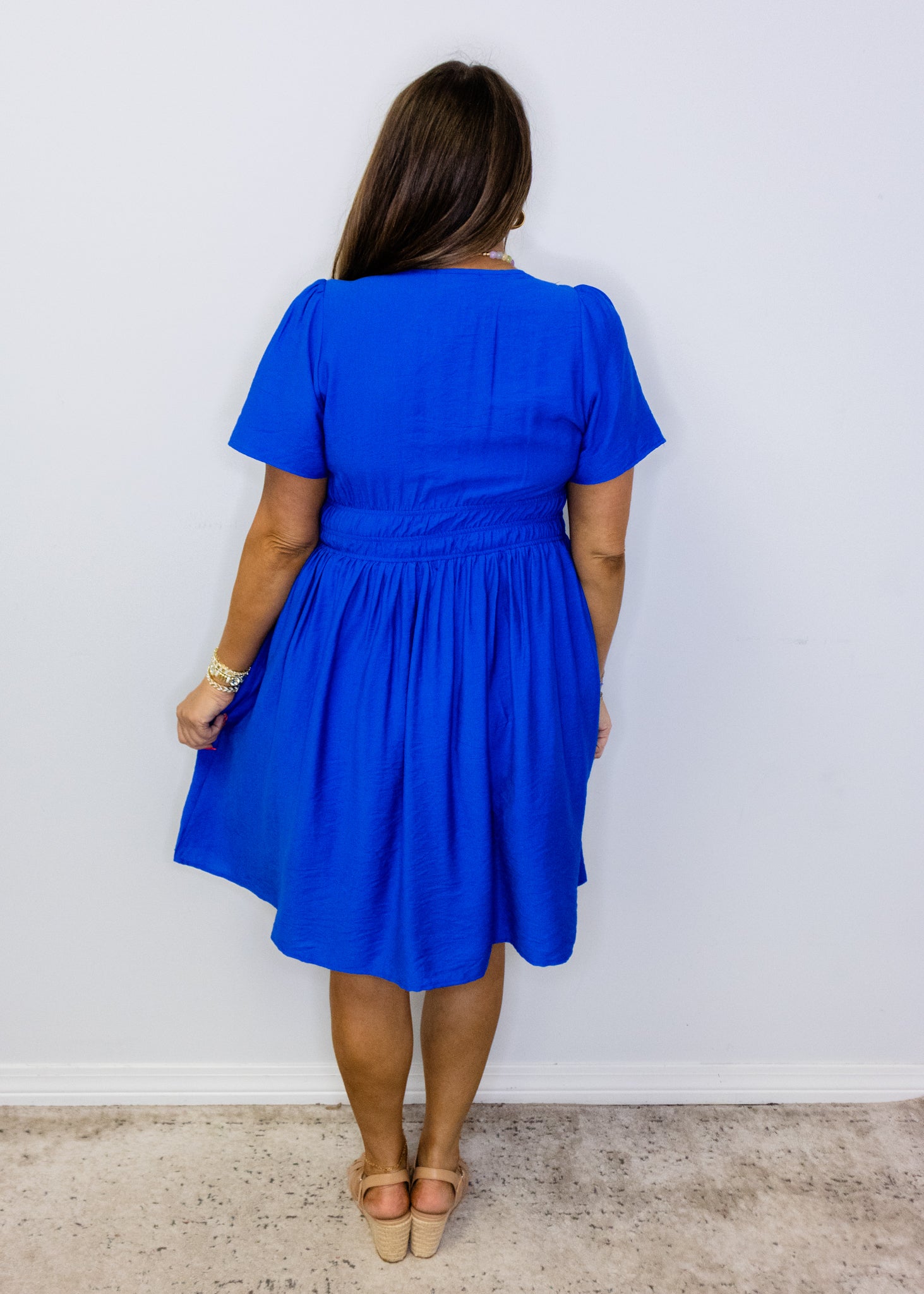 Royal Blue Smocked Waist Dress