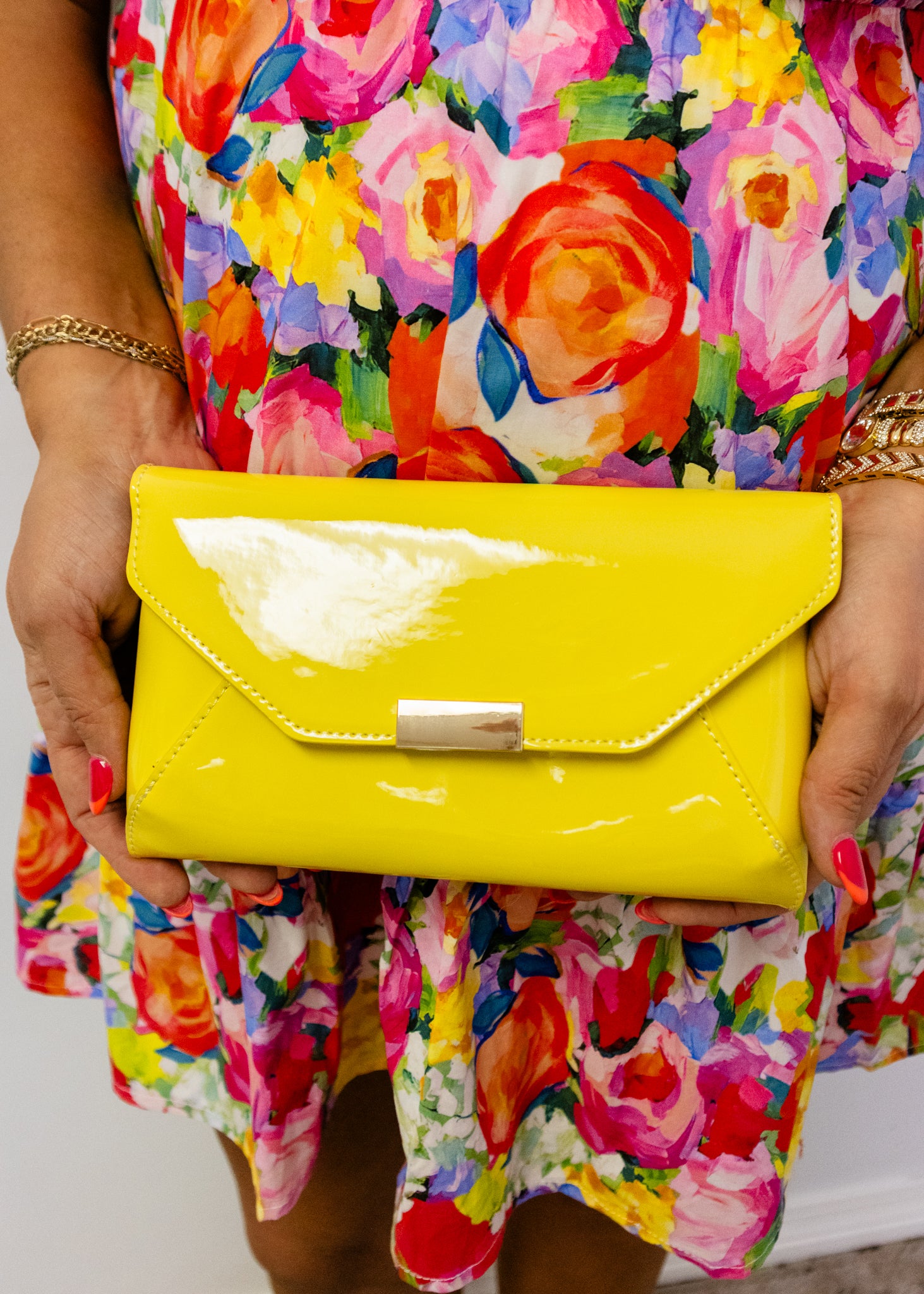 Yellow Patent Clutch Bag