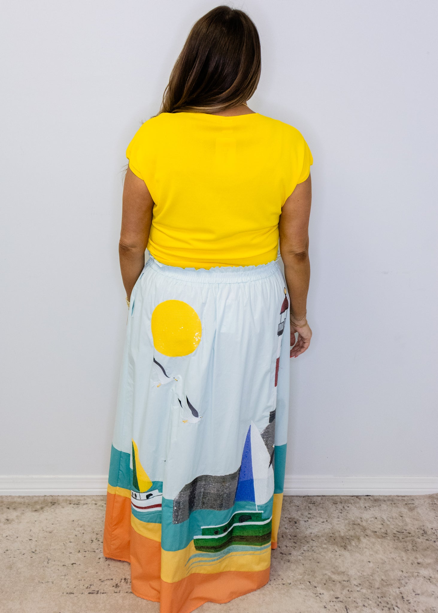 Yellow Banded Short Sleeve Top