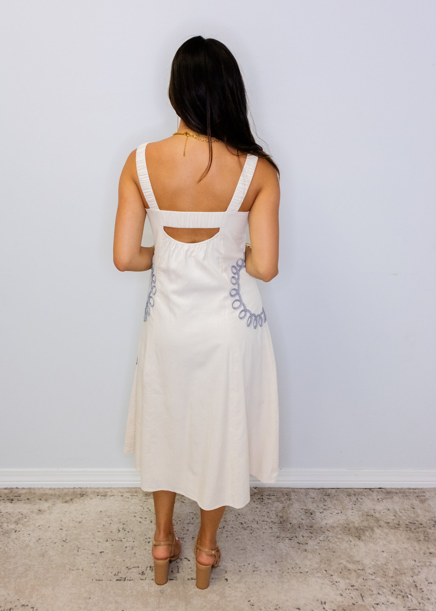 Palm Tree Ribbon Midi Dress