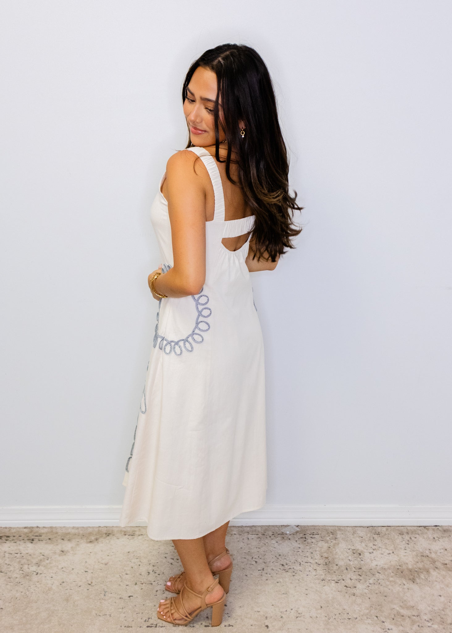 Palm Tree Ribbon Midi Dress