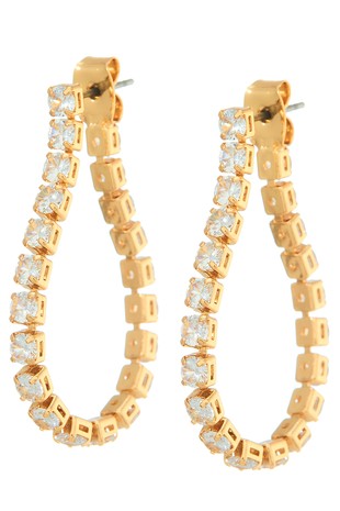 Gold Droop Rhinestone Earrings
