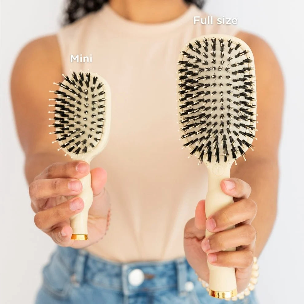 Mini Boar Bristle Hair Brush - Tan