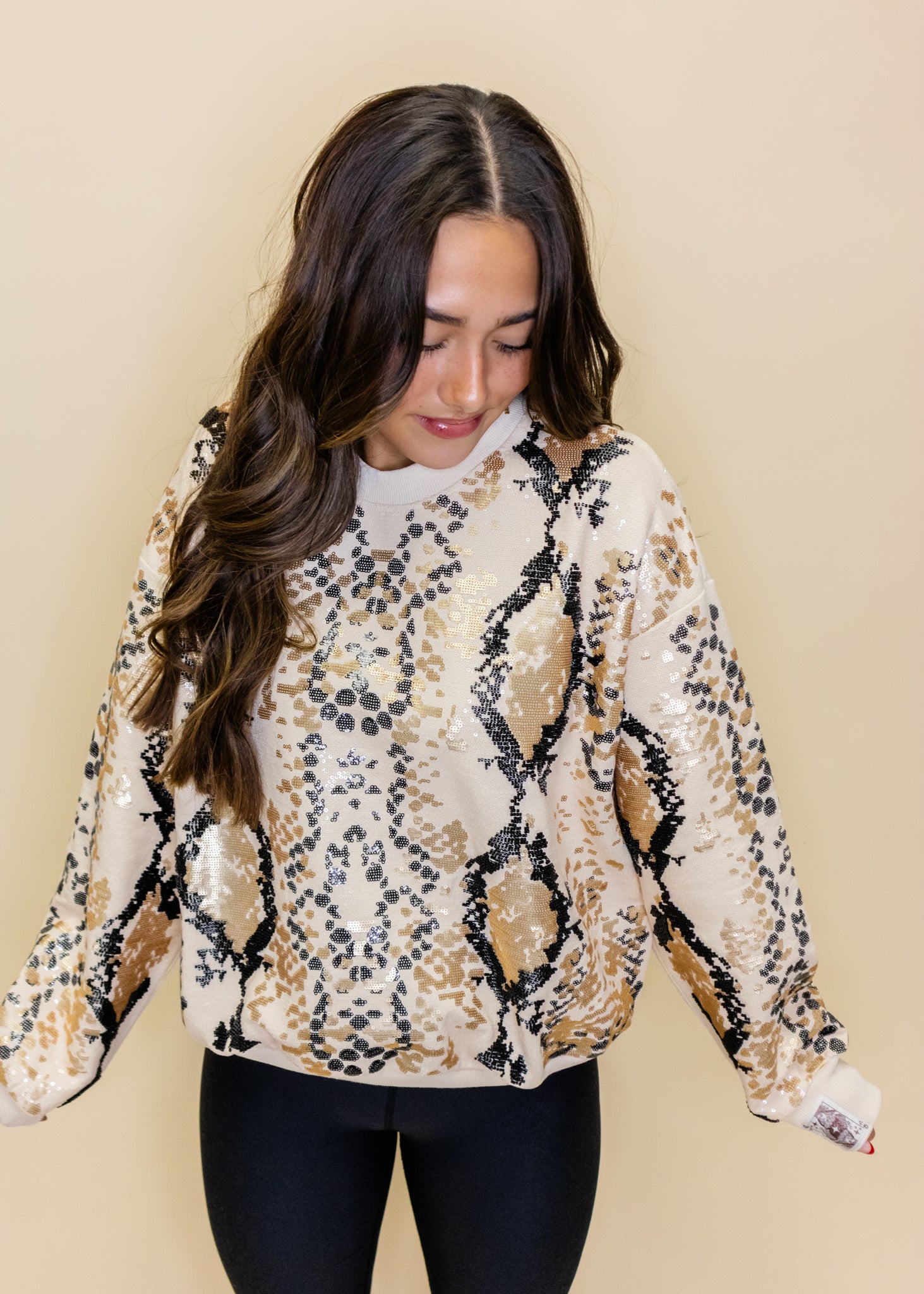Neutral & Black Python Print Sweatshirt