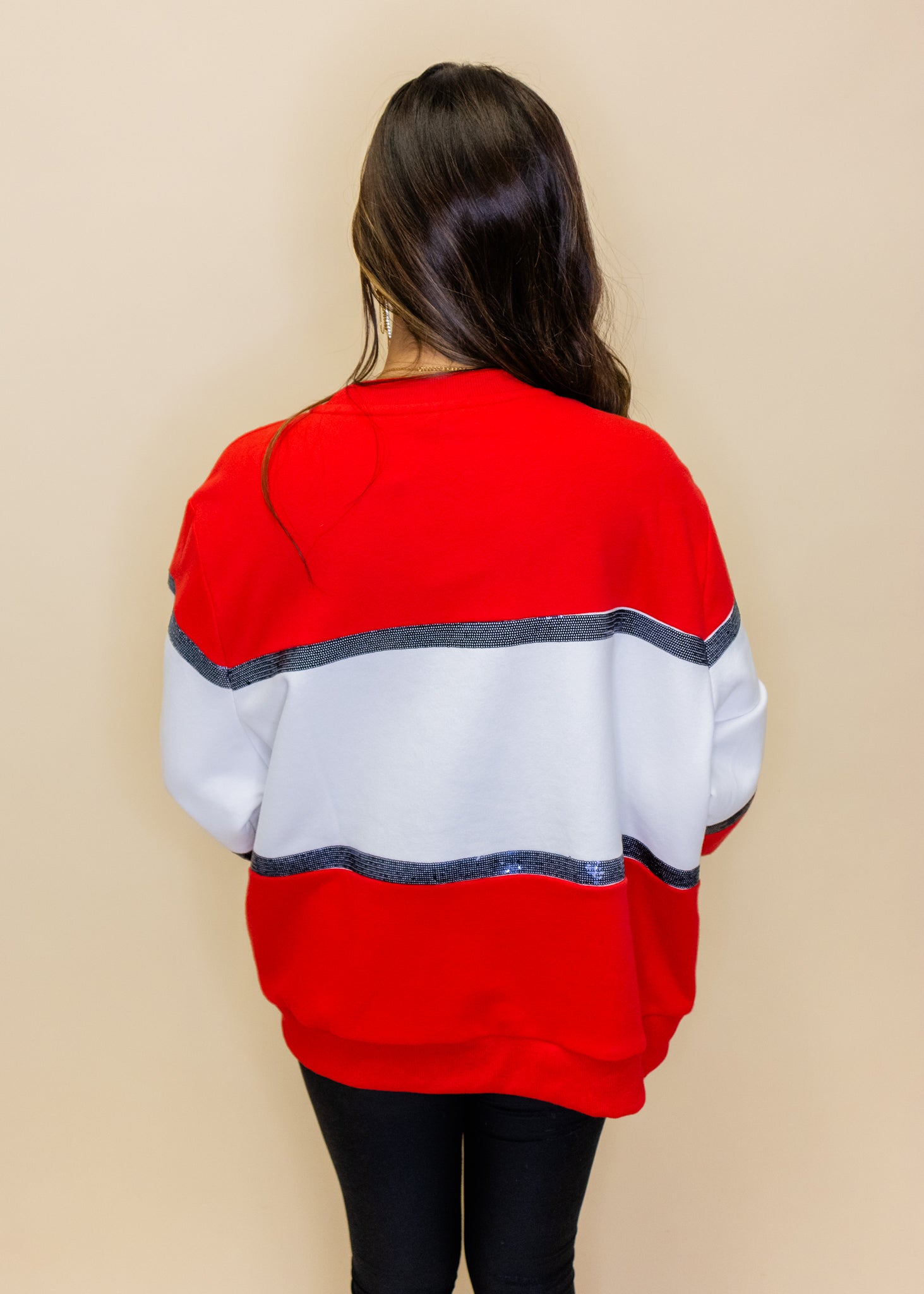 Licensed Ole Miss Colorblock Jewel Letter Sweatshirt