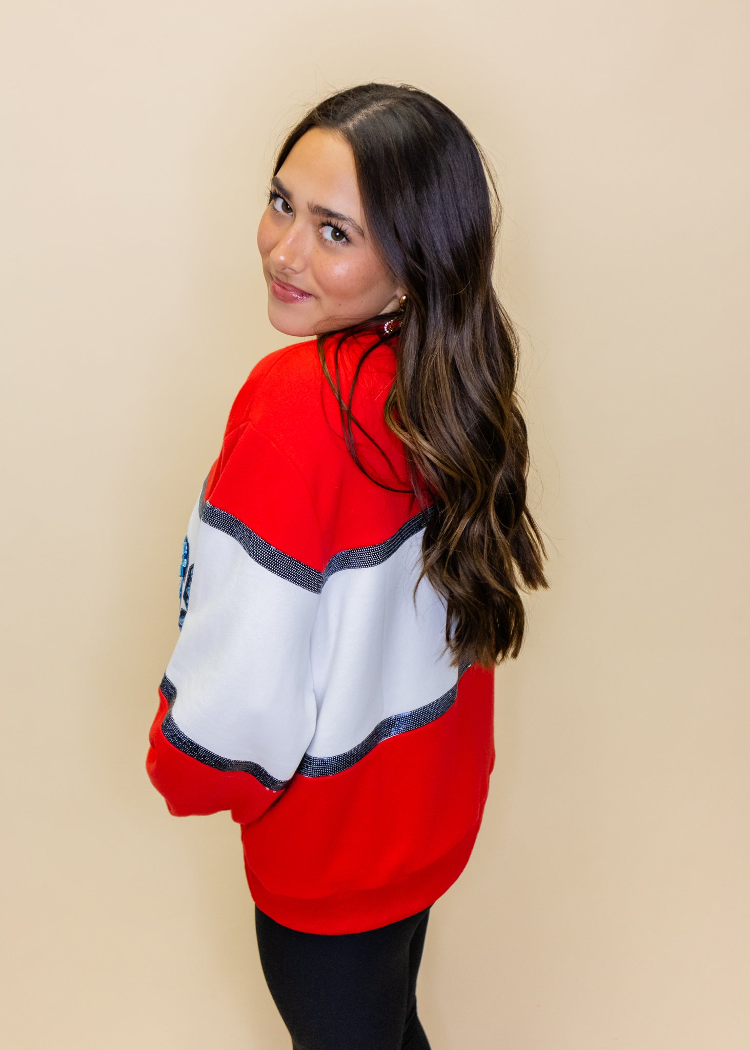 Licensed Ole Miss Colorblock Jewel Letter Sweatshirt