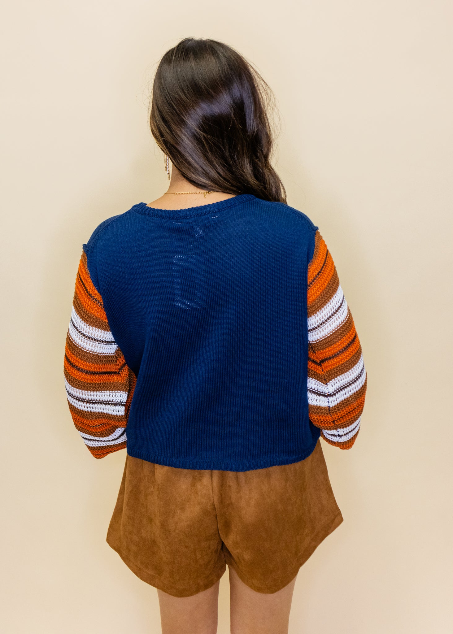 Navy & Orange Stripe Sweater