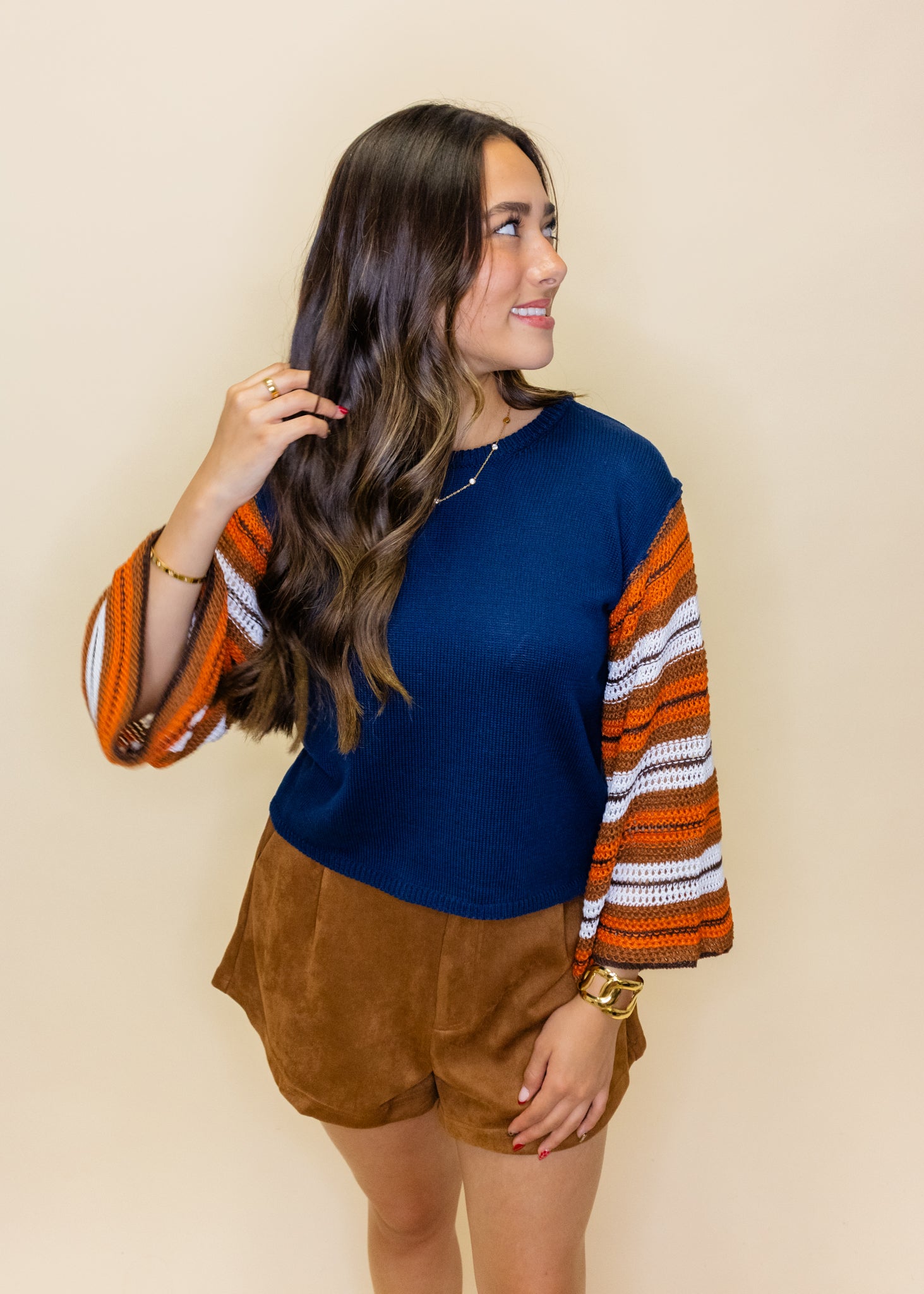 Navy & Orange Stripe Sweater