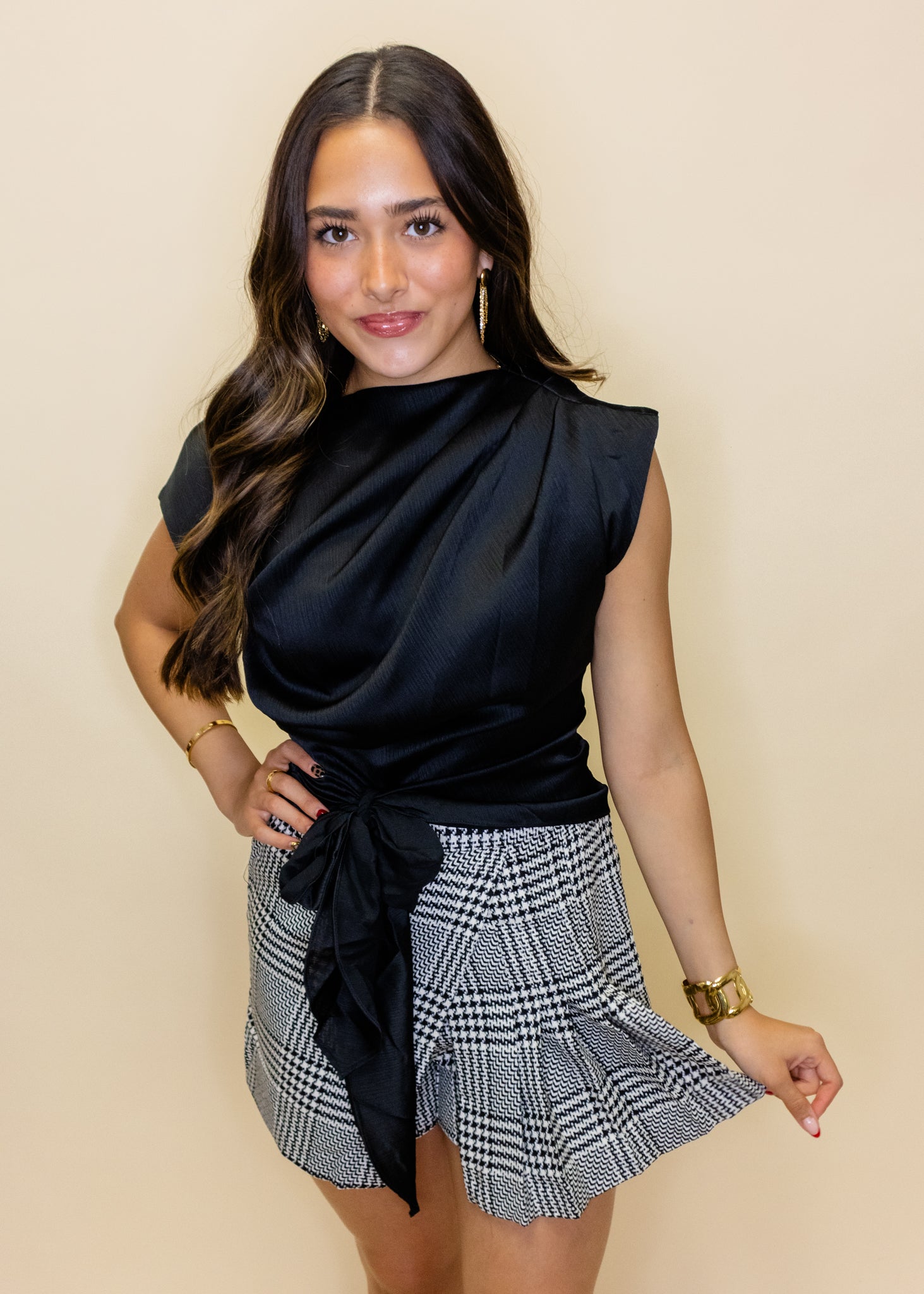 Black & White Plaid Skort