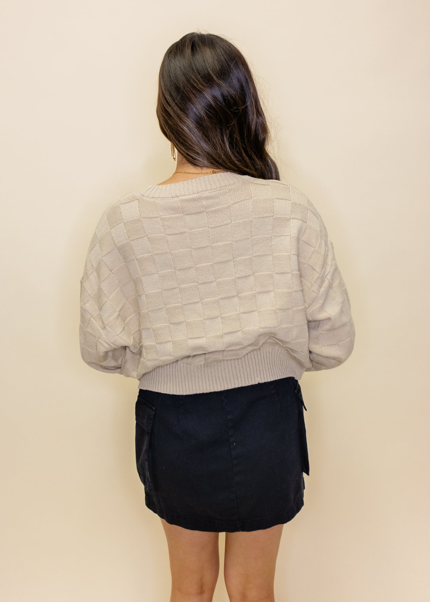 Taupe Square Texture Sweater