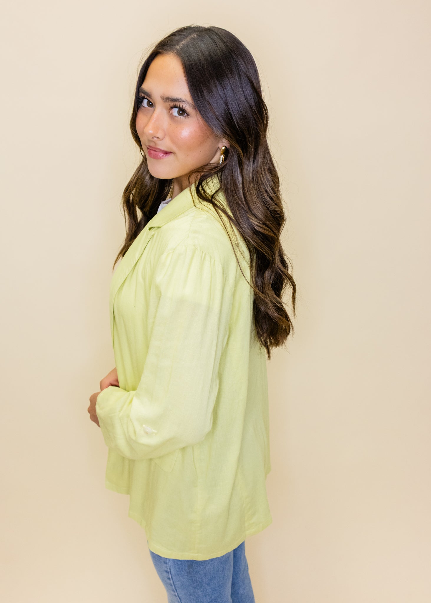 Lime Linen Pocket Blazer