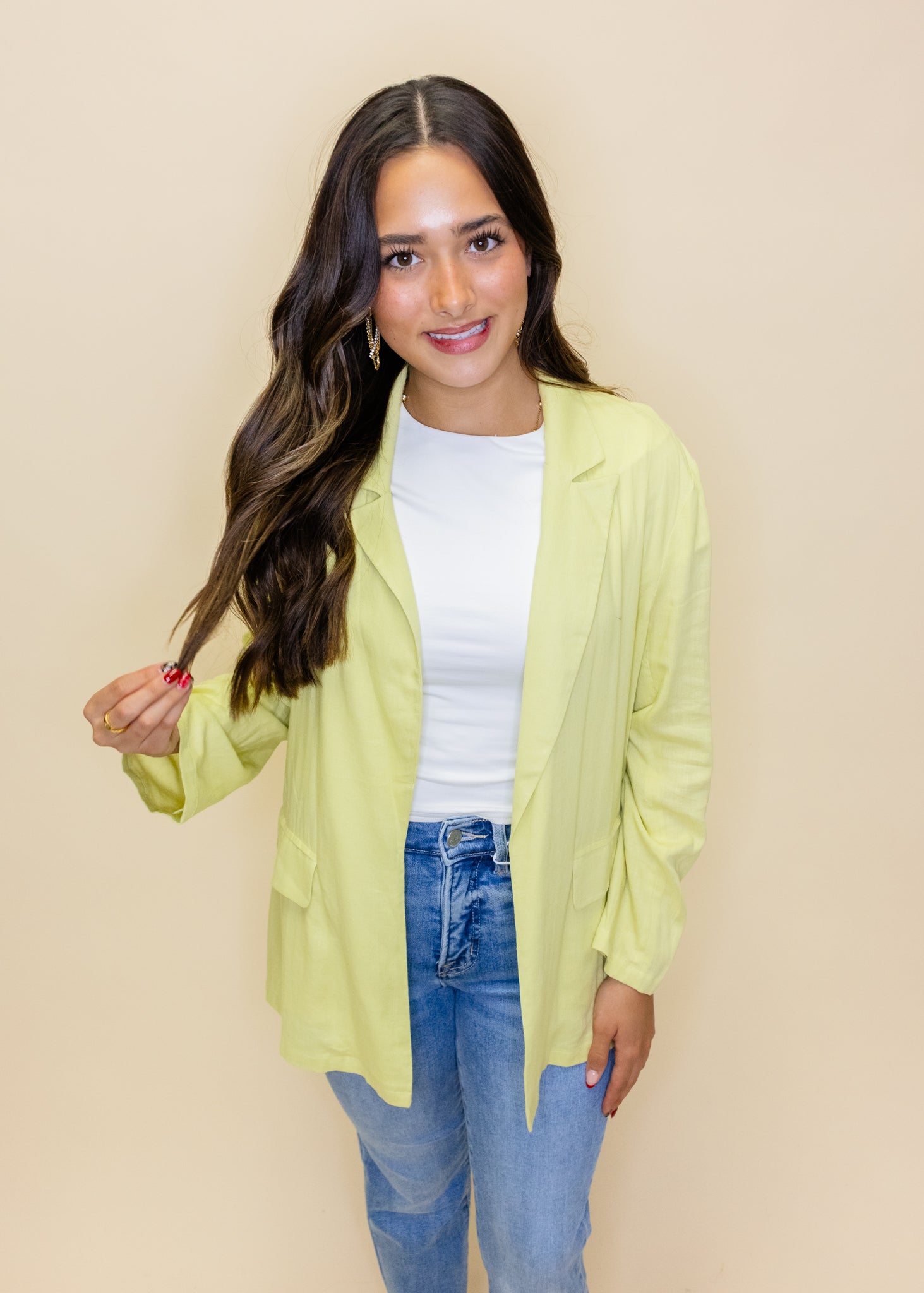 Lime Linen Pocket Blazer