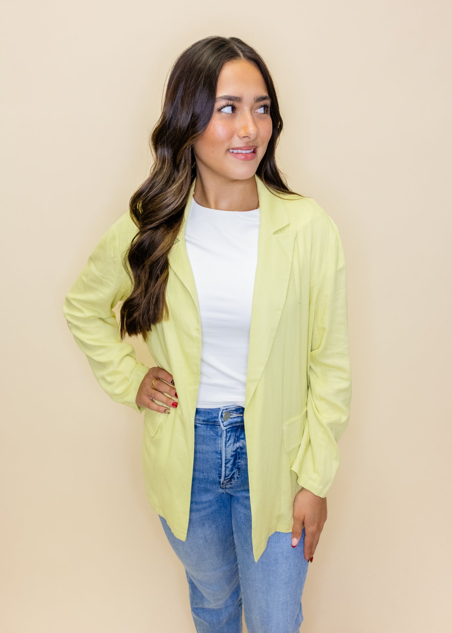Lime Linen Pocket Blazer