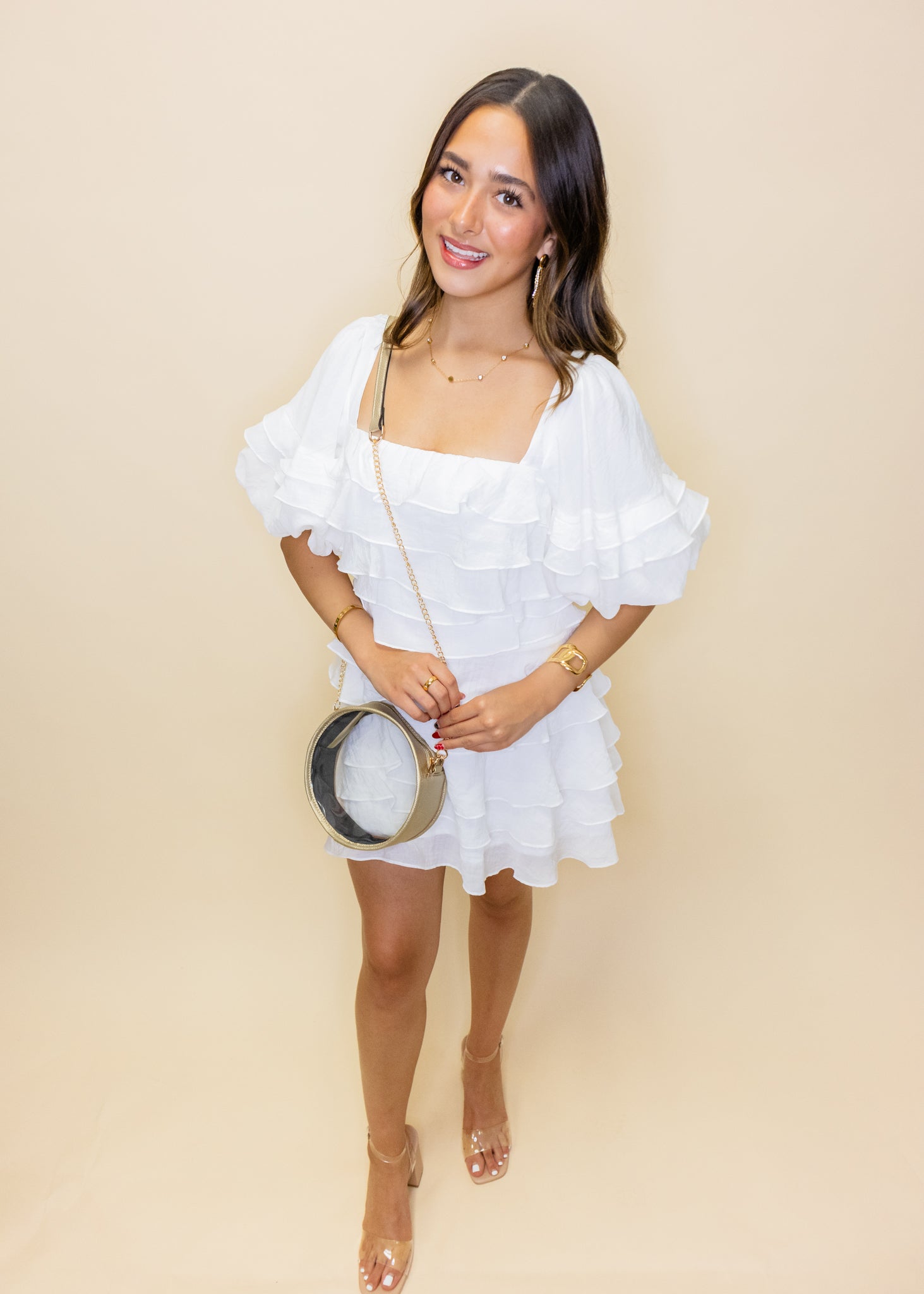 White Ruffle Tiered Dress