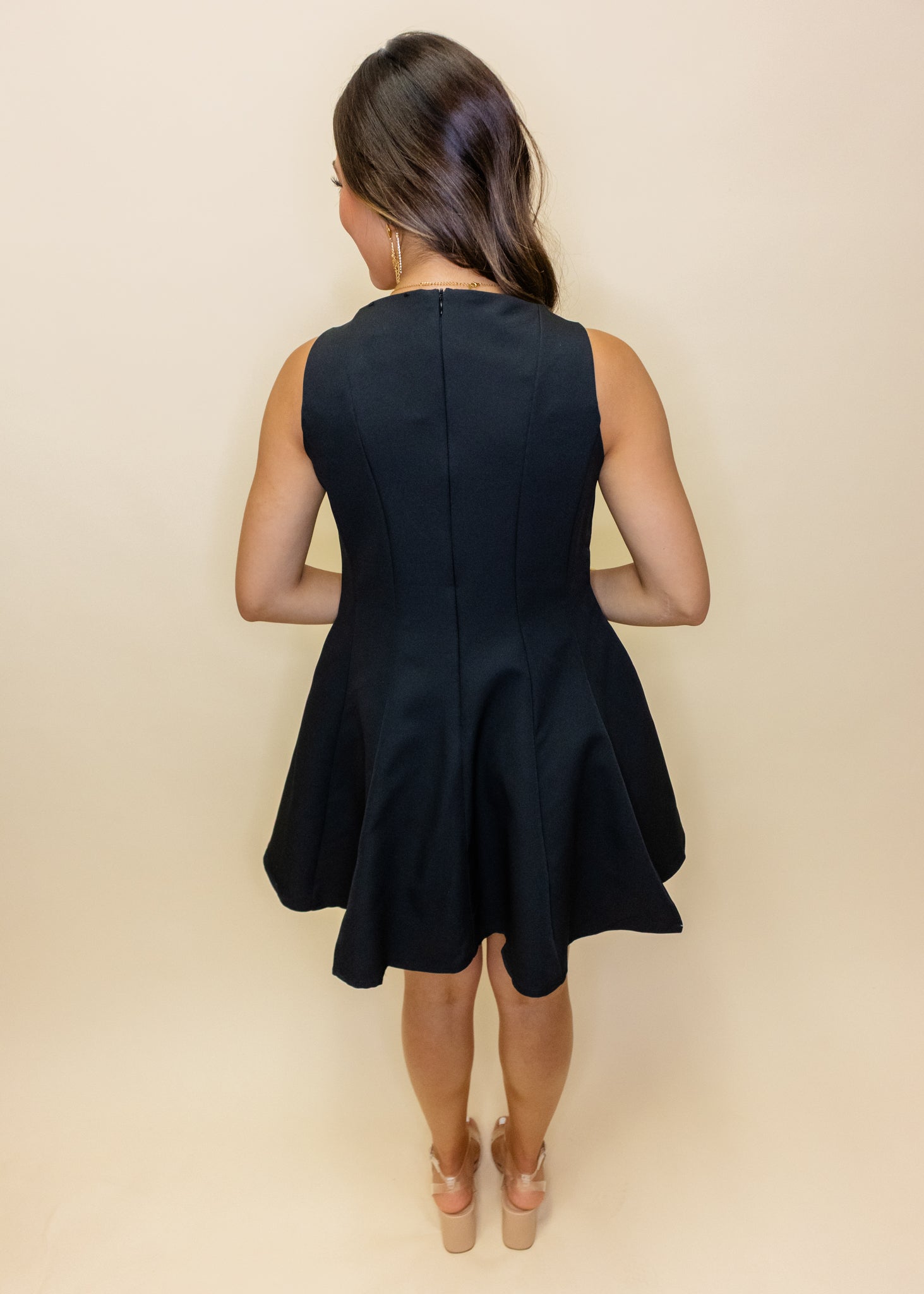 Black Flared Hem Dress