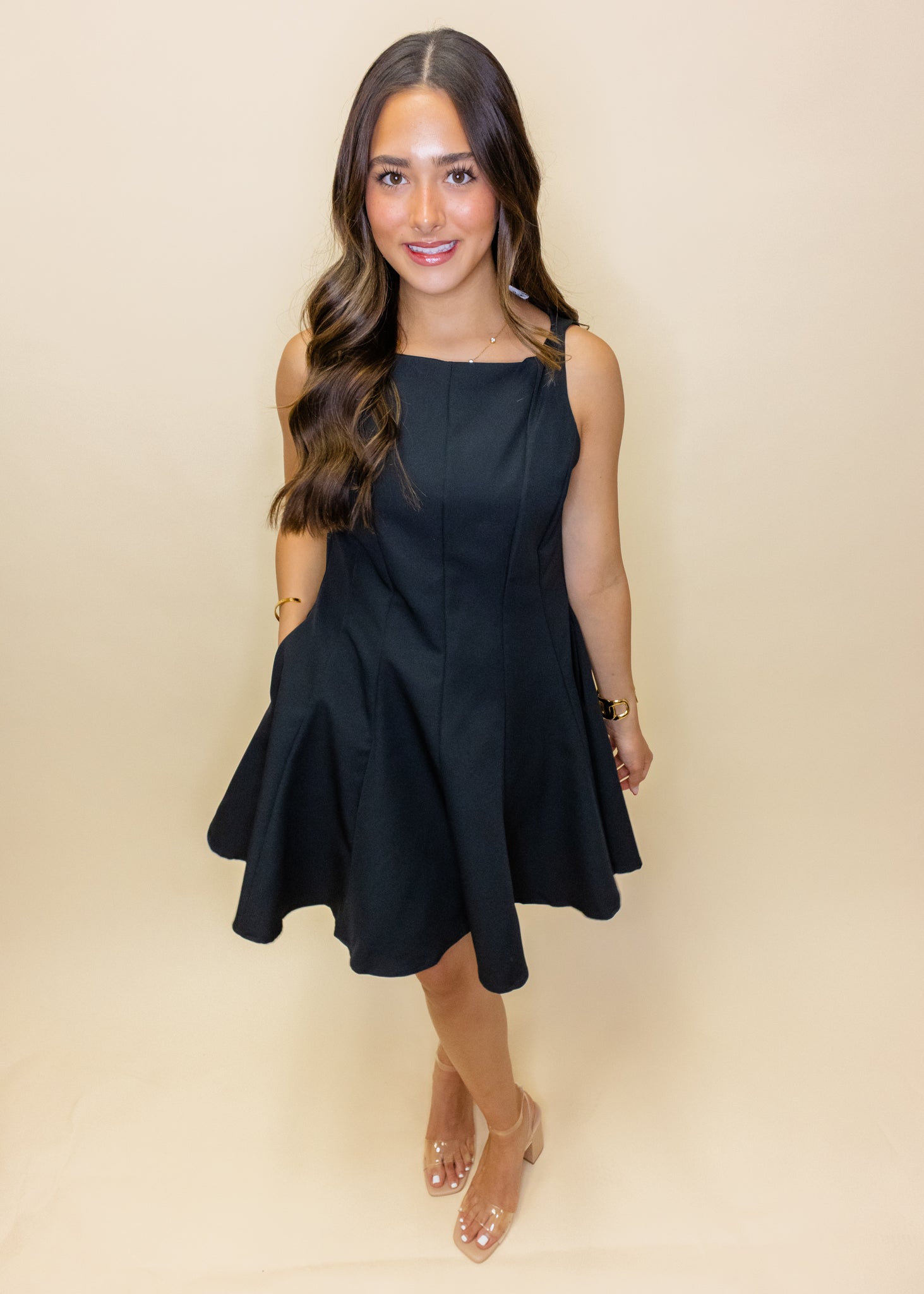 Black Flared Hem Dress