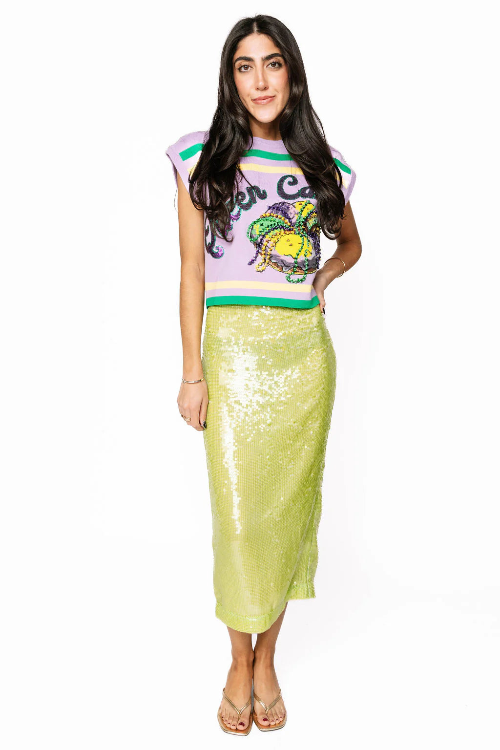 Lavender, Green & Yellow 'Queen Cake' Striped Top