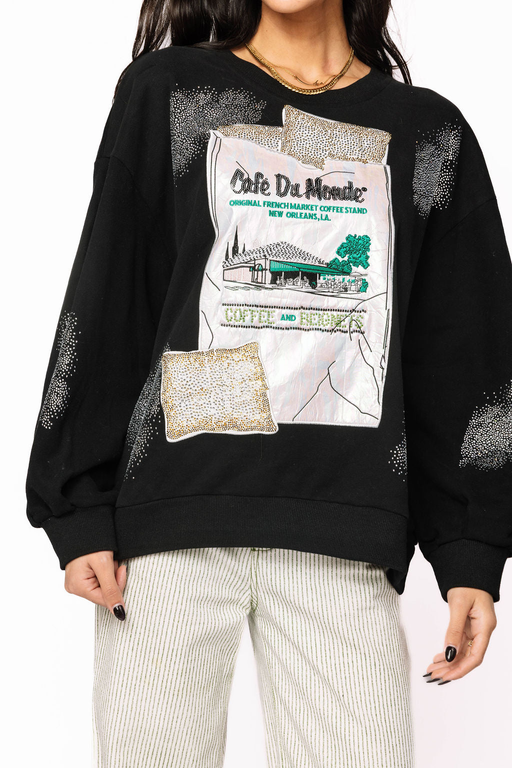 Licensed Black 'Café Du Monde' Beignet Bag & Powdered Sugar Sweatshirt