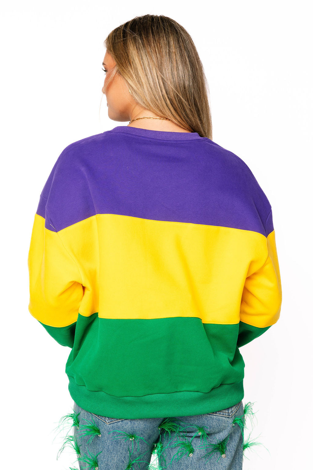 Purple, Yellow, & Green Striped Queen Card Sweatshirt