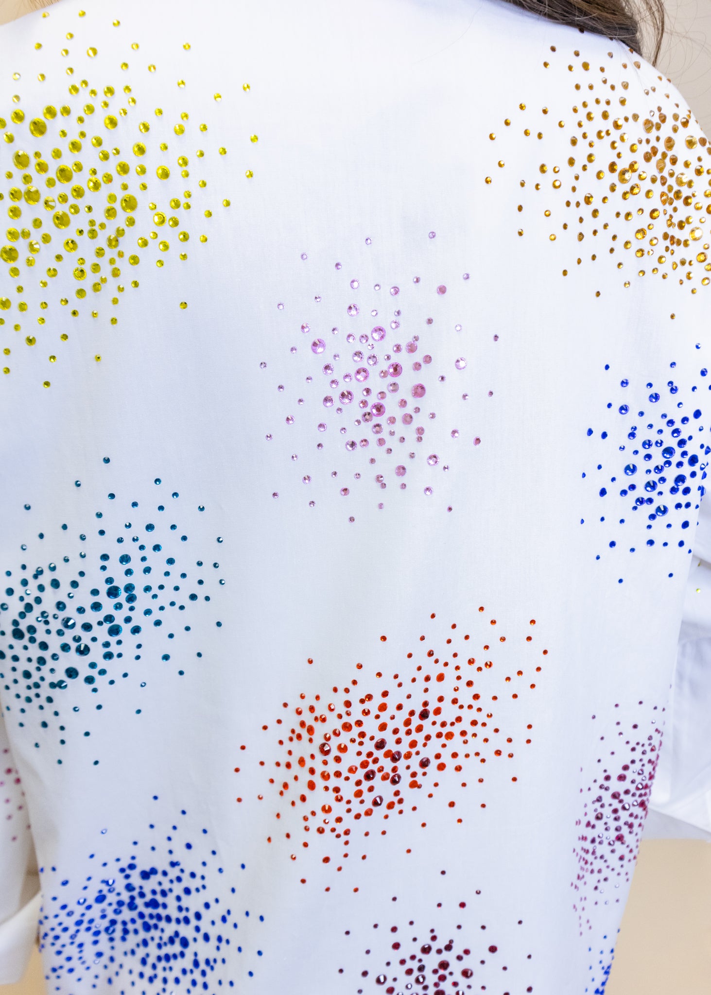 White Multi Spatter Button Up Cotton Dress