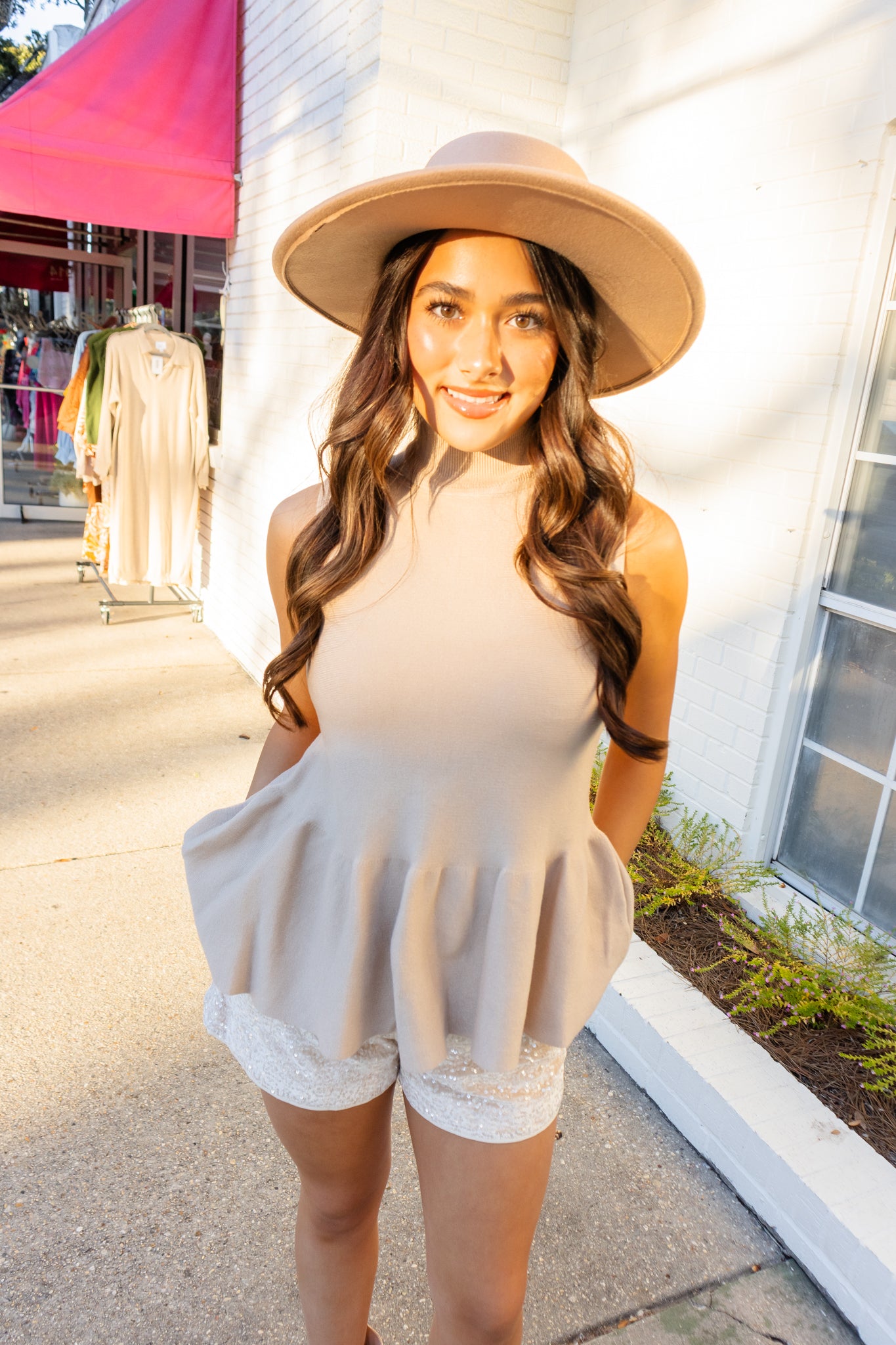 Latte Peplum Sweater Top