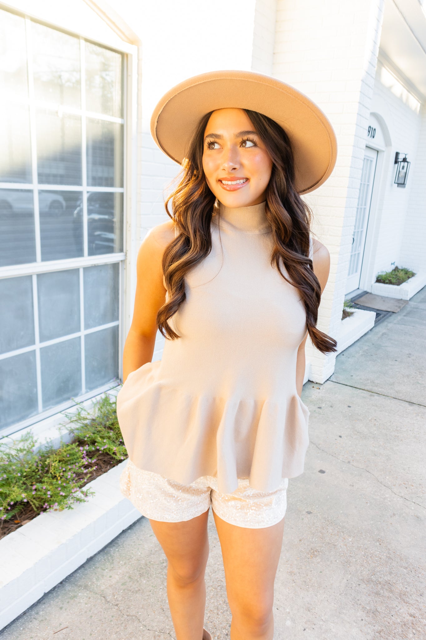 Latte Peplum Sweater Top