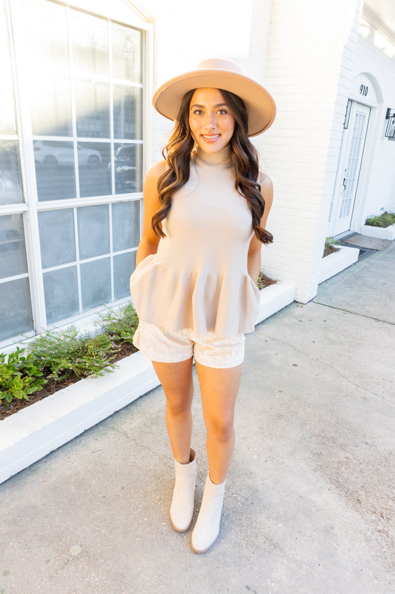 Latte Peplum Sweater Top