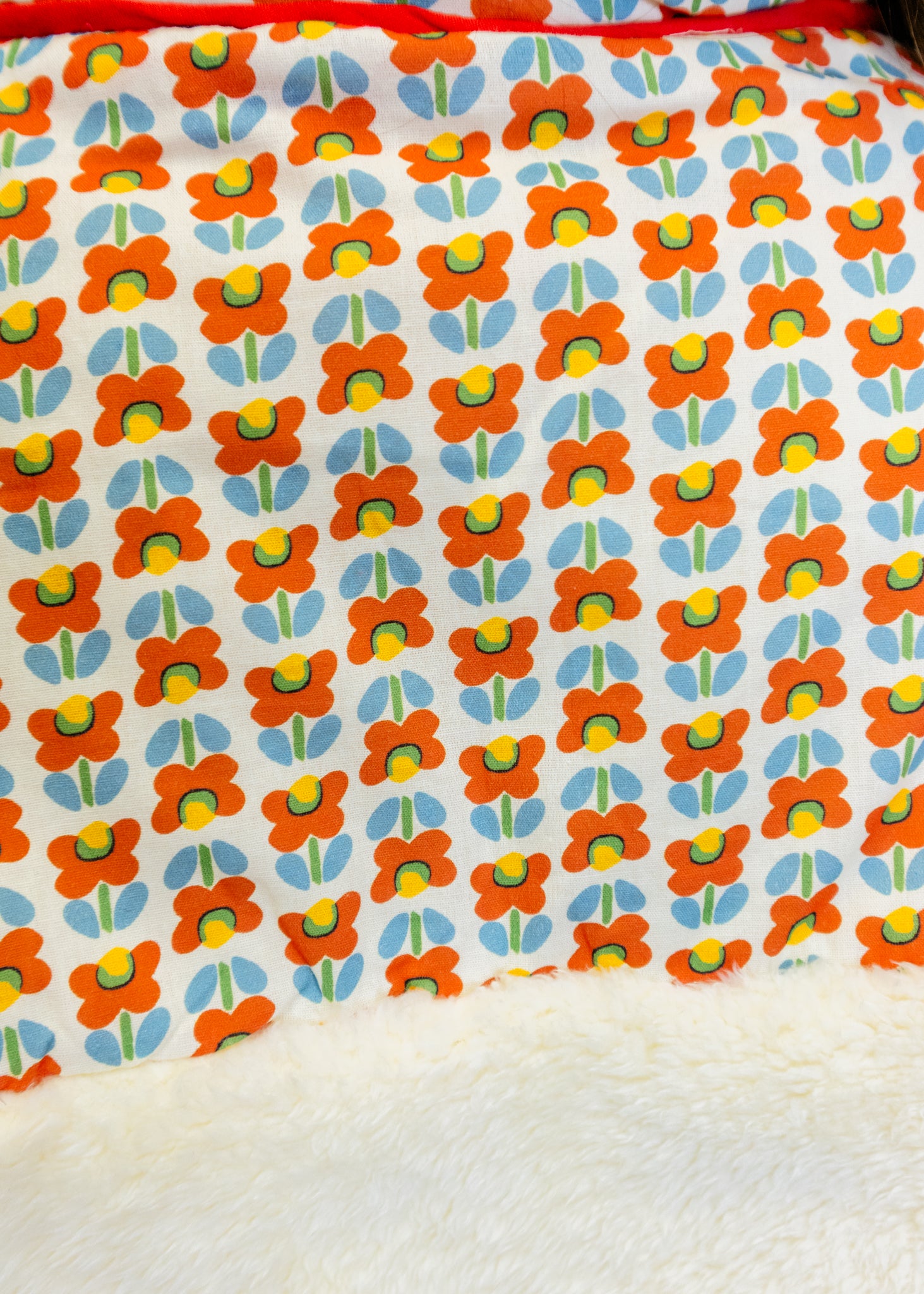 Red & Cream Print Fleece Jacket