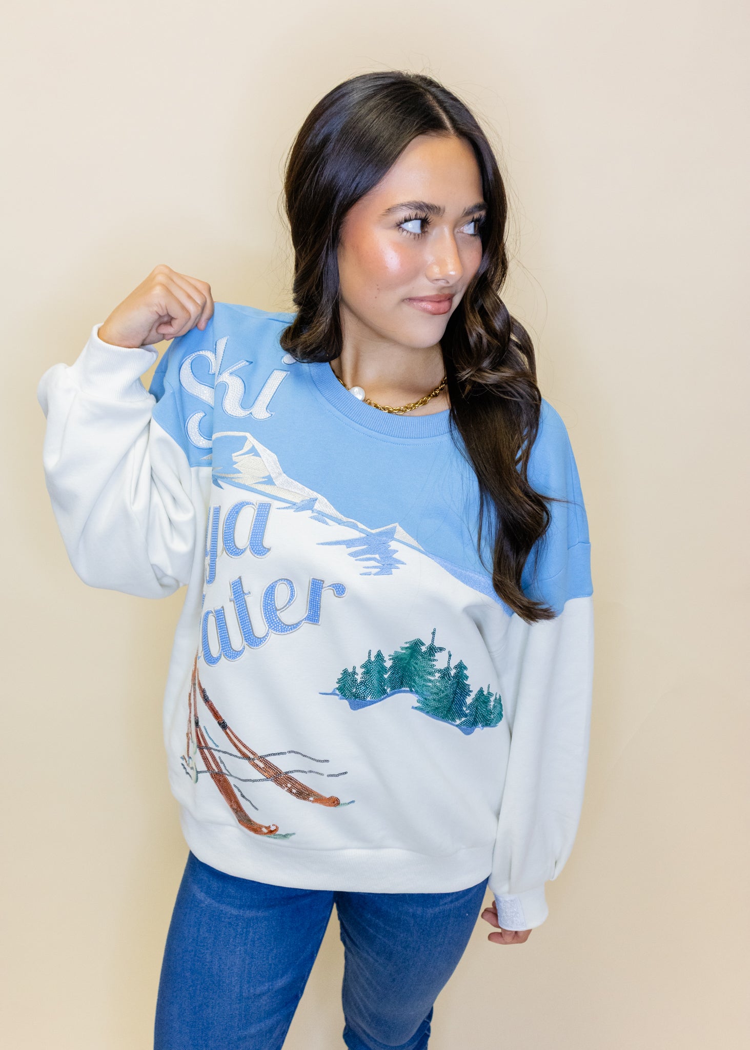 Blue & White 'Ski Ya Later' Sweatshirt