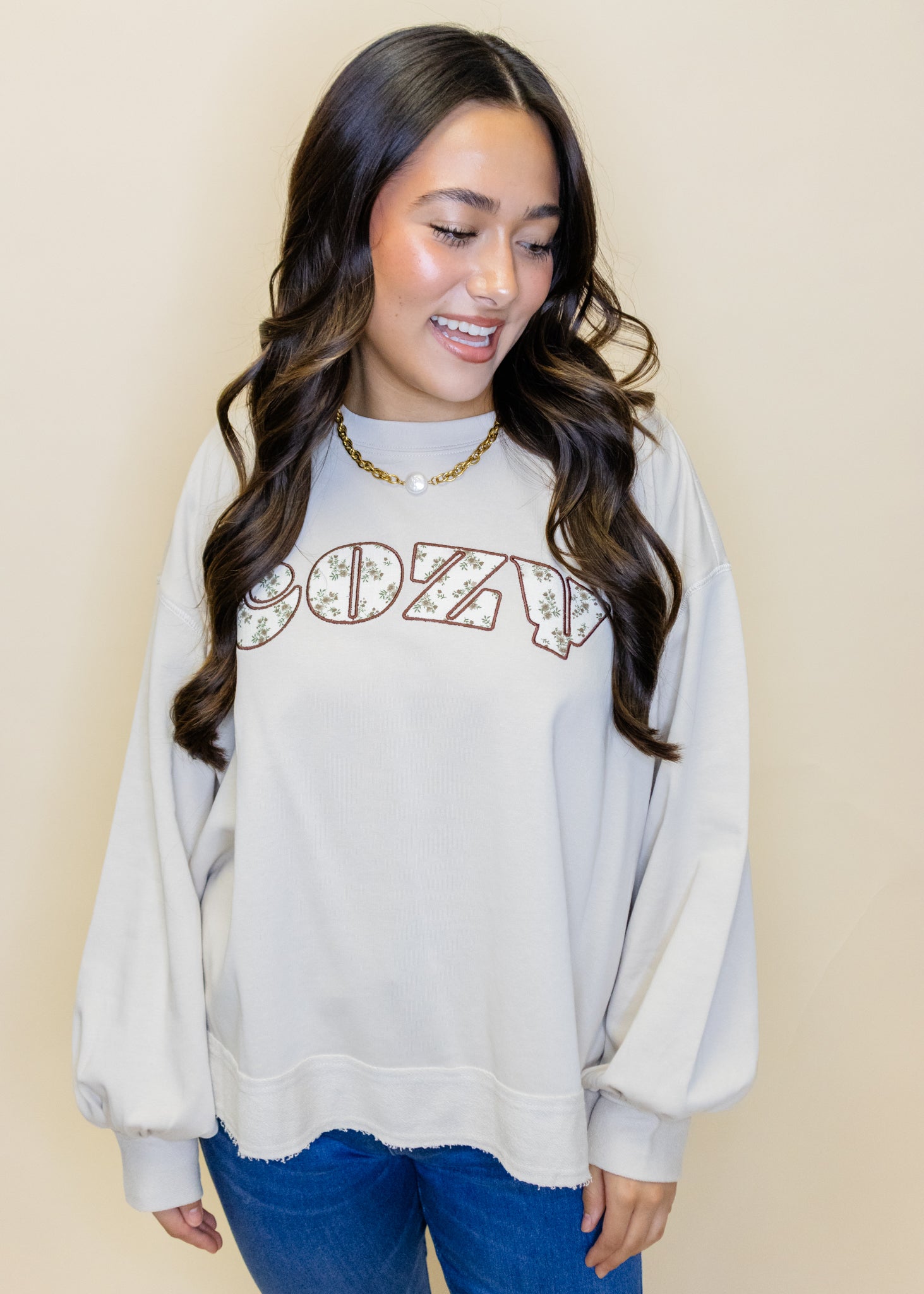 Oat Cozy Embroidered Sweatshirt