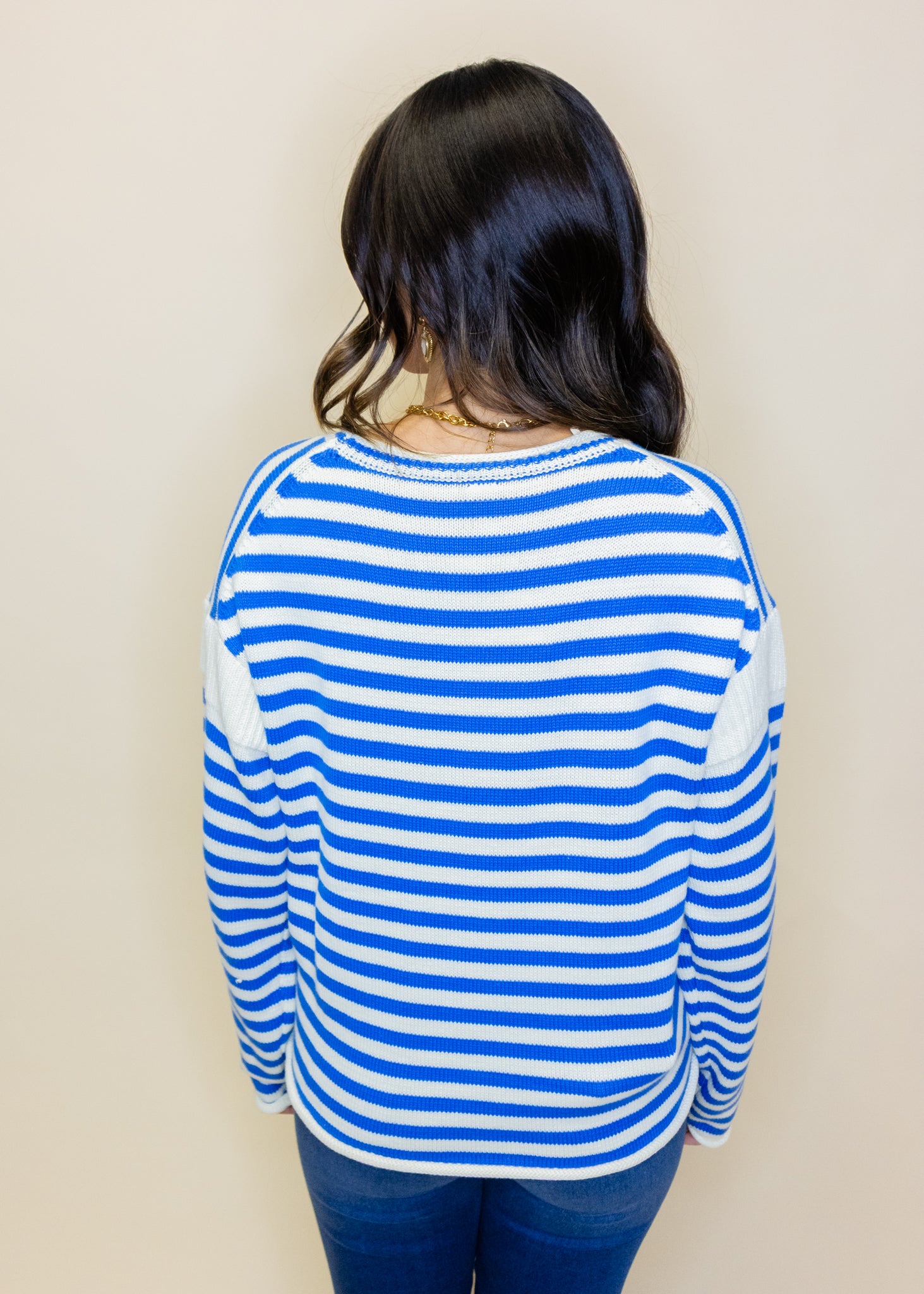 Blue Stripe Knit Sweater