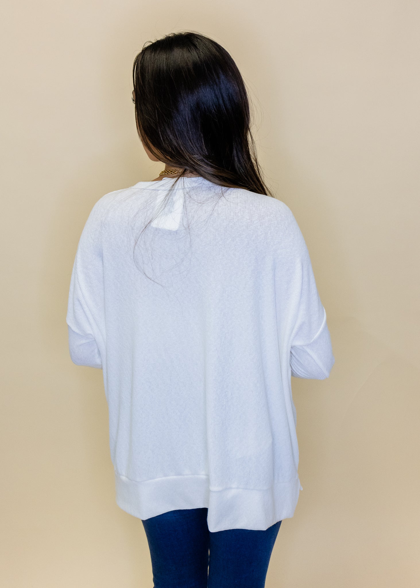 White Hi Low Knit Top