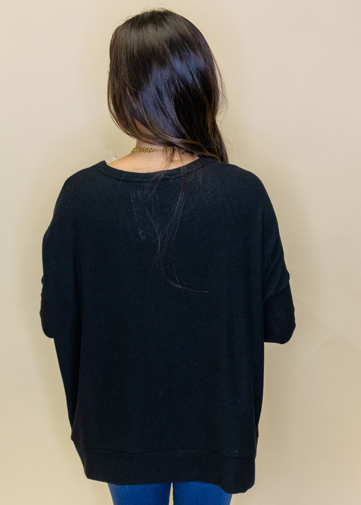 Black Hi Low Knit Top