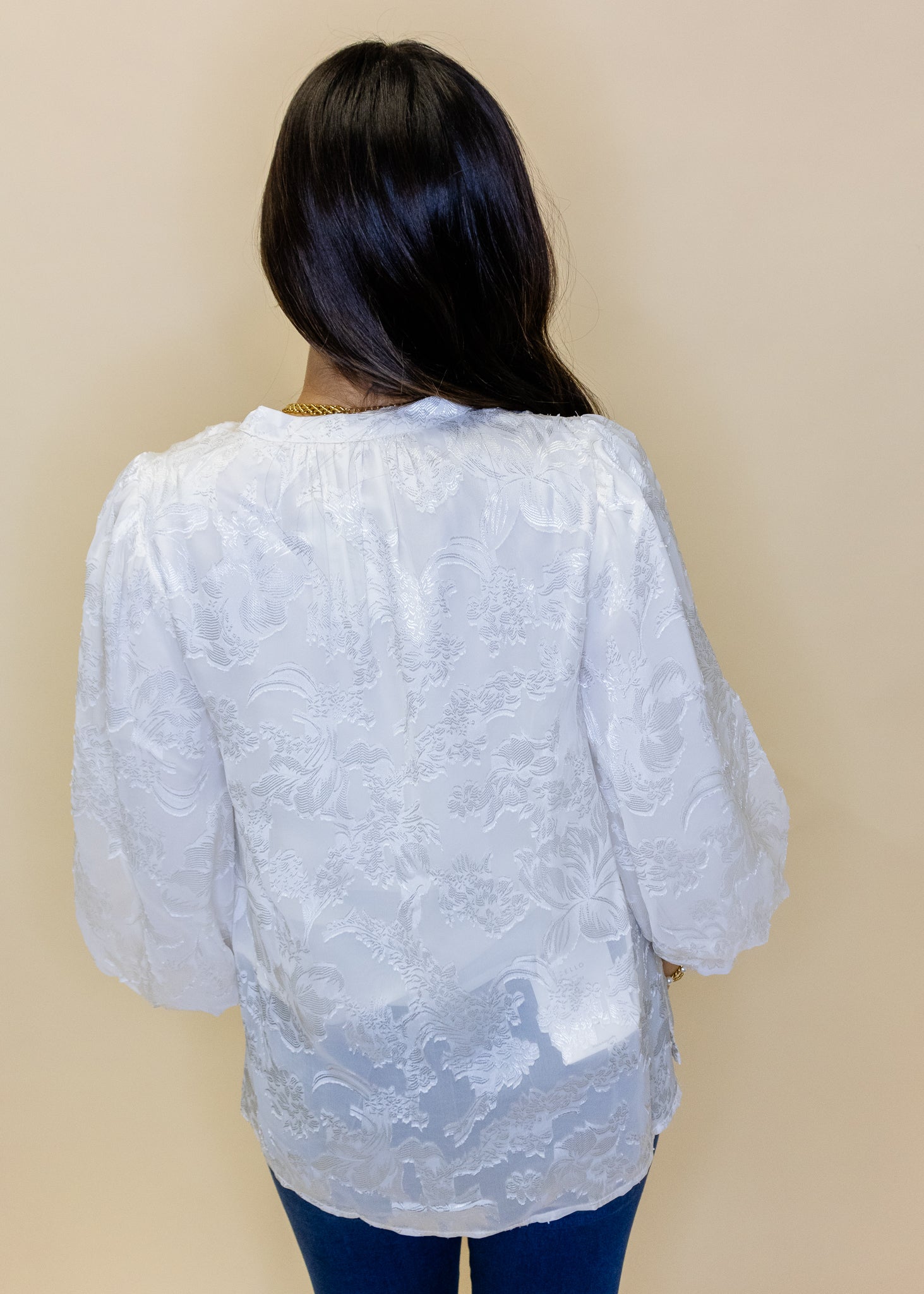 Ivory Floral Embroidered Peasant Top