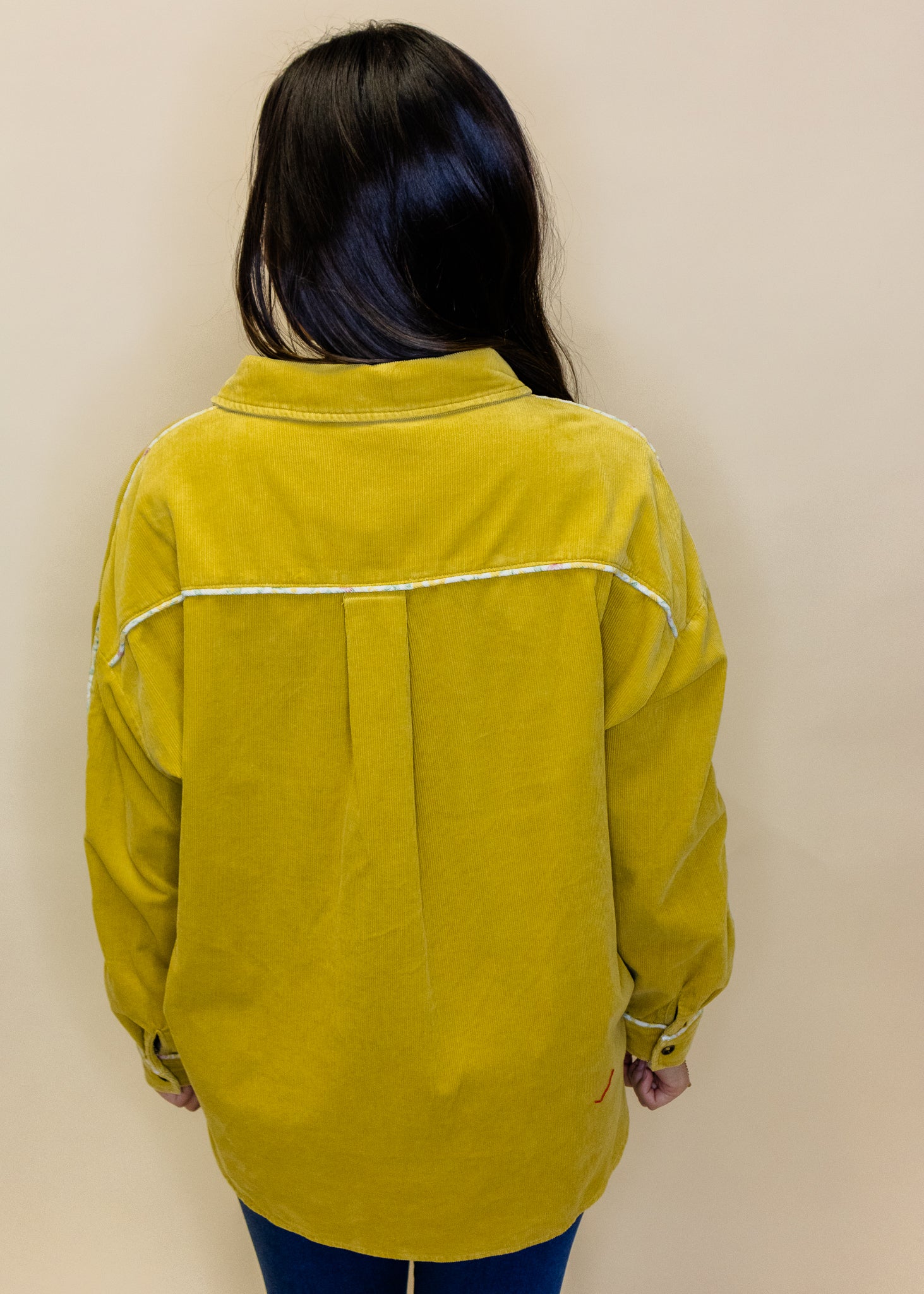 Mustard Corduroy Button Up Top