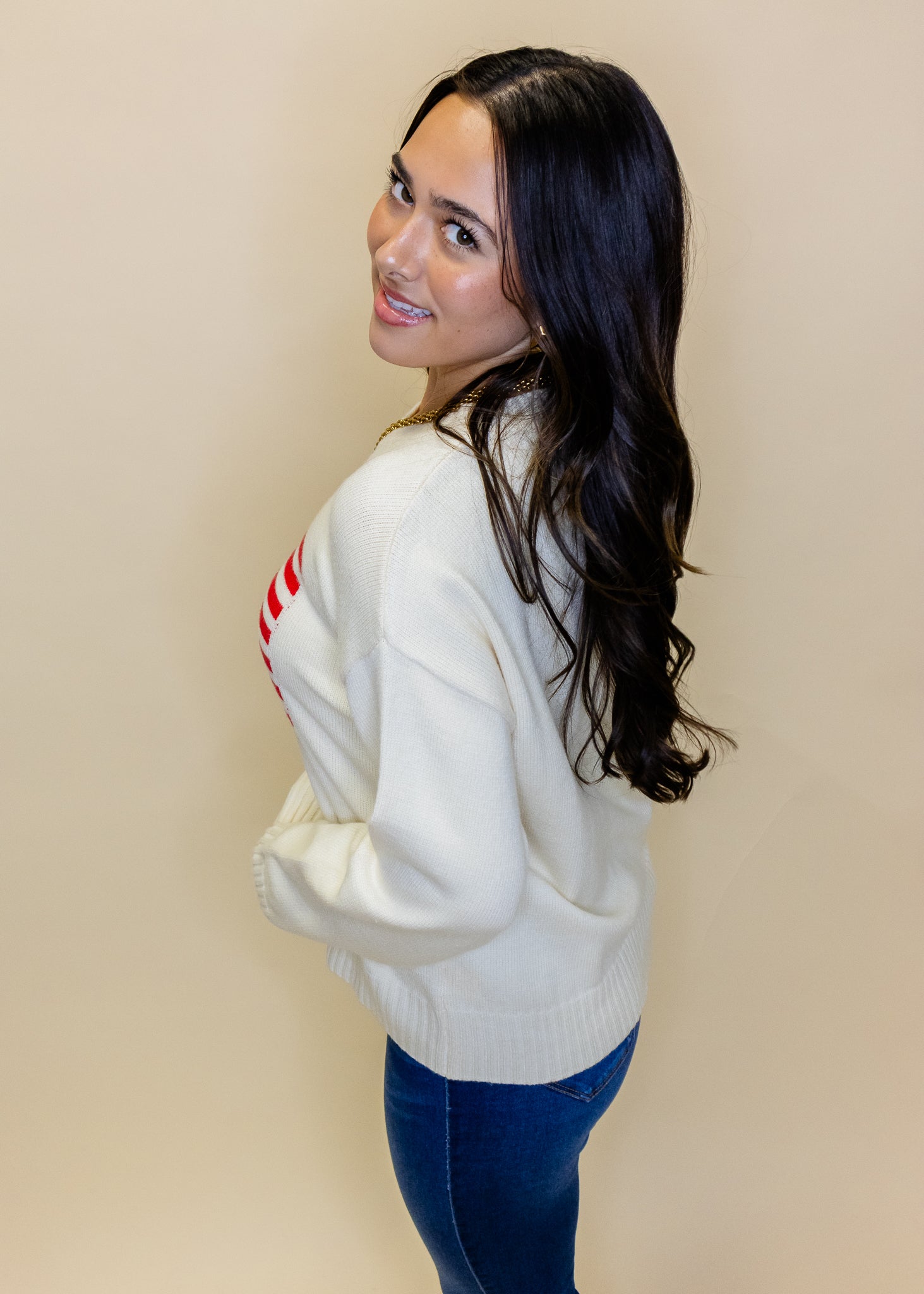 Cream American Flag Sweater