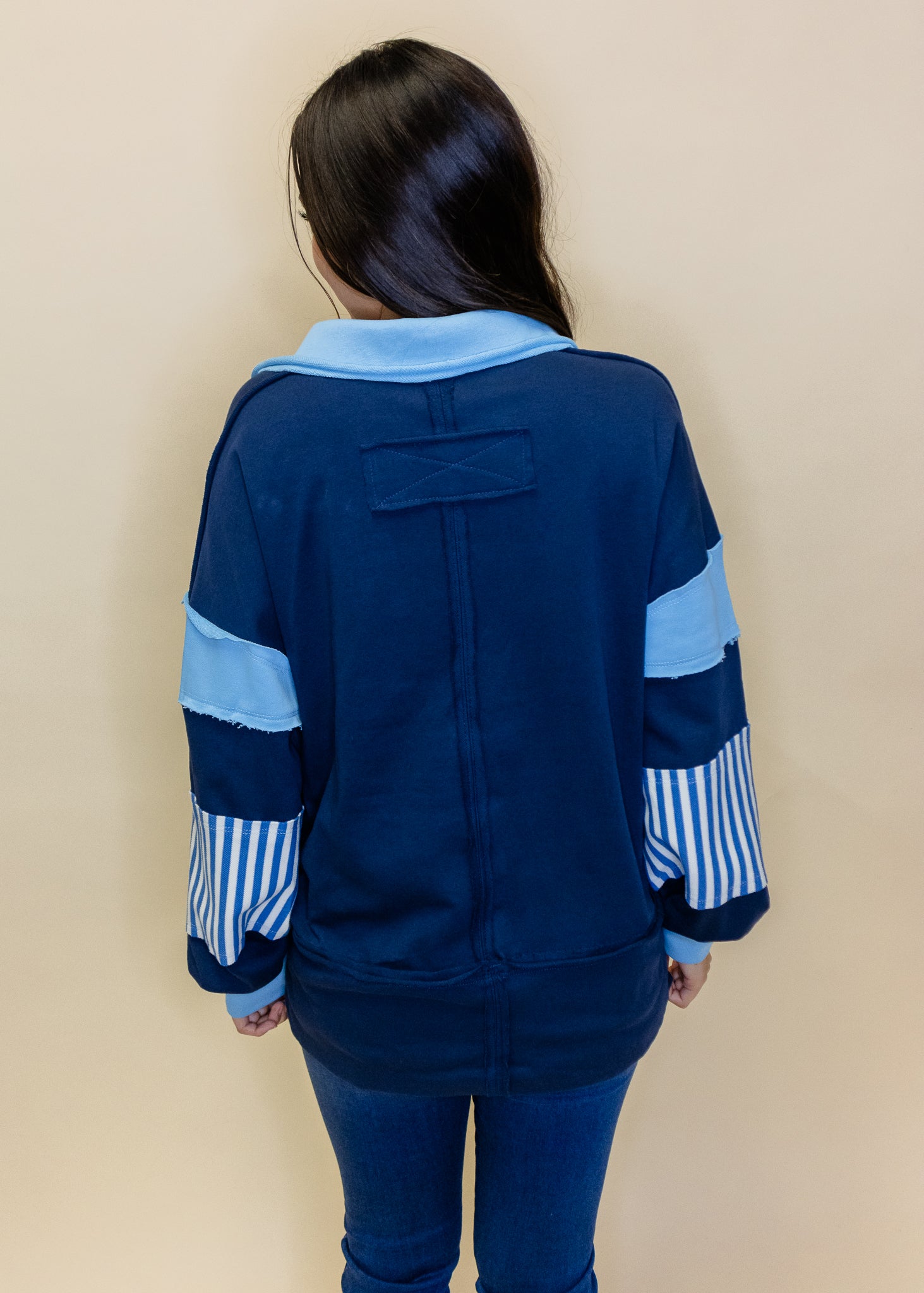 Navy Stripe Hi-Low Top